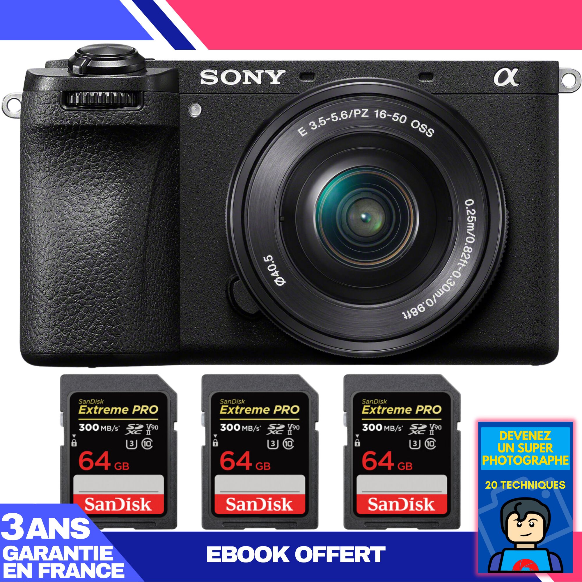 Boitier Sony A6700 + 16 50mm f3.5 5.6 OSS + 3 SanDisk Extreme PRO UHS II SDXC 300 MB/ + Ebook 'Devenez Un Super Photographe - vue 3