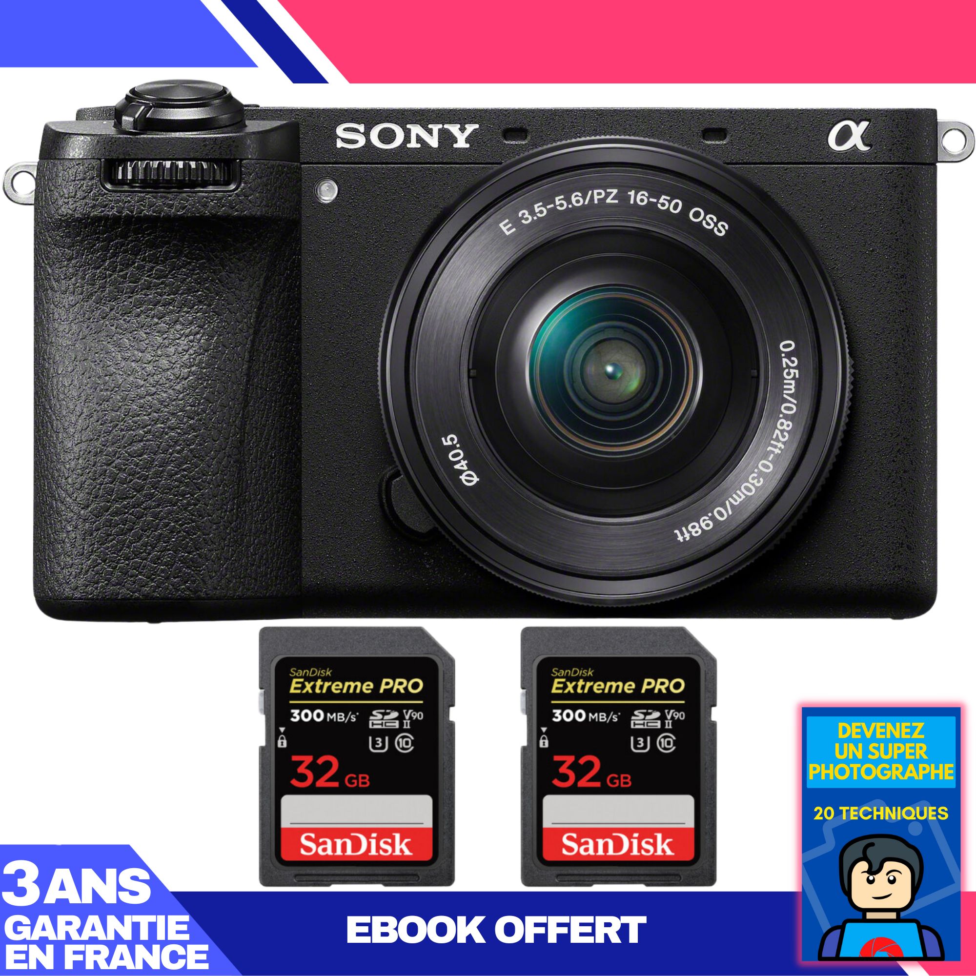 Boitier Sony A6700 + 16 50mm f3.5 5.6 OSS + 2 SanDisk Extreme PRO UHS II SDXC 300 MB/ + Ebook 'Devenez Un Super Photographe - vue 2