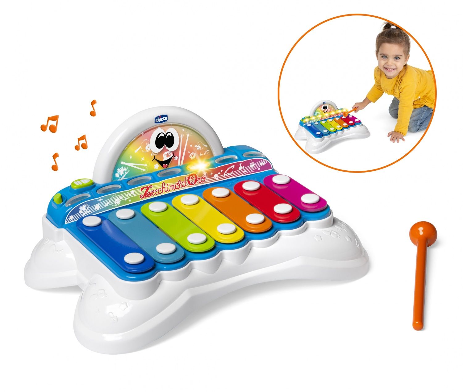 Chicco Xylophone Arc en Ciel pour bébés et Enfants avec chansons du zecchino doré Mode de Jeu Traditionnel et électronique Baguettes incluses Instruments de Jouet pour Enfants de 1 à - vue 2