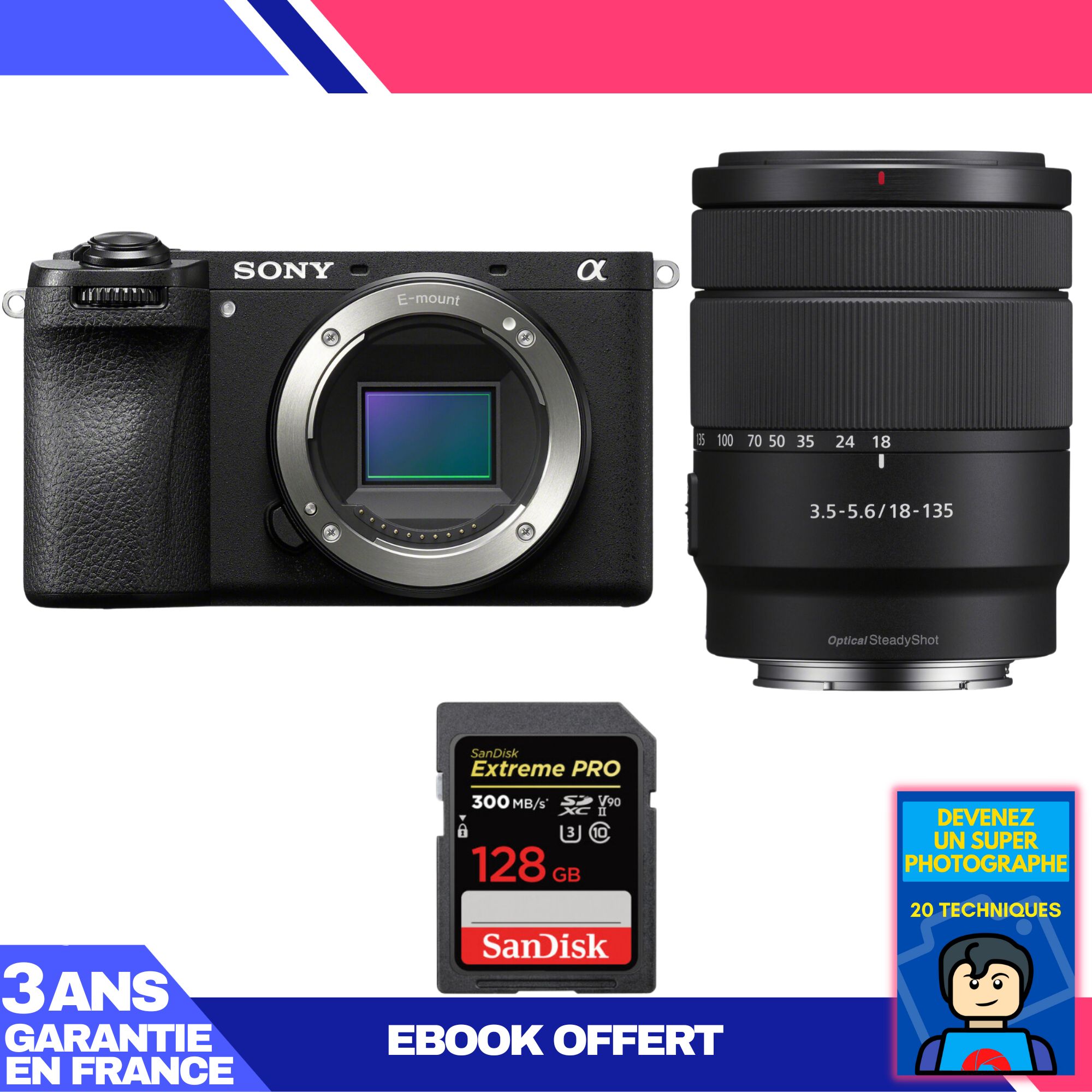 Boitier Sony A6700 + 18 135mm f3.5 5.6 OSS + 1 SanDisk Extreme PRO UHS II SDXC 300 MB/ + Ebook 'Devenez Un Super Photographe - vue 4