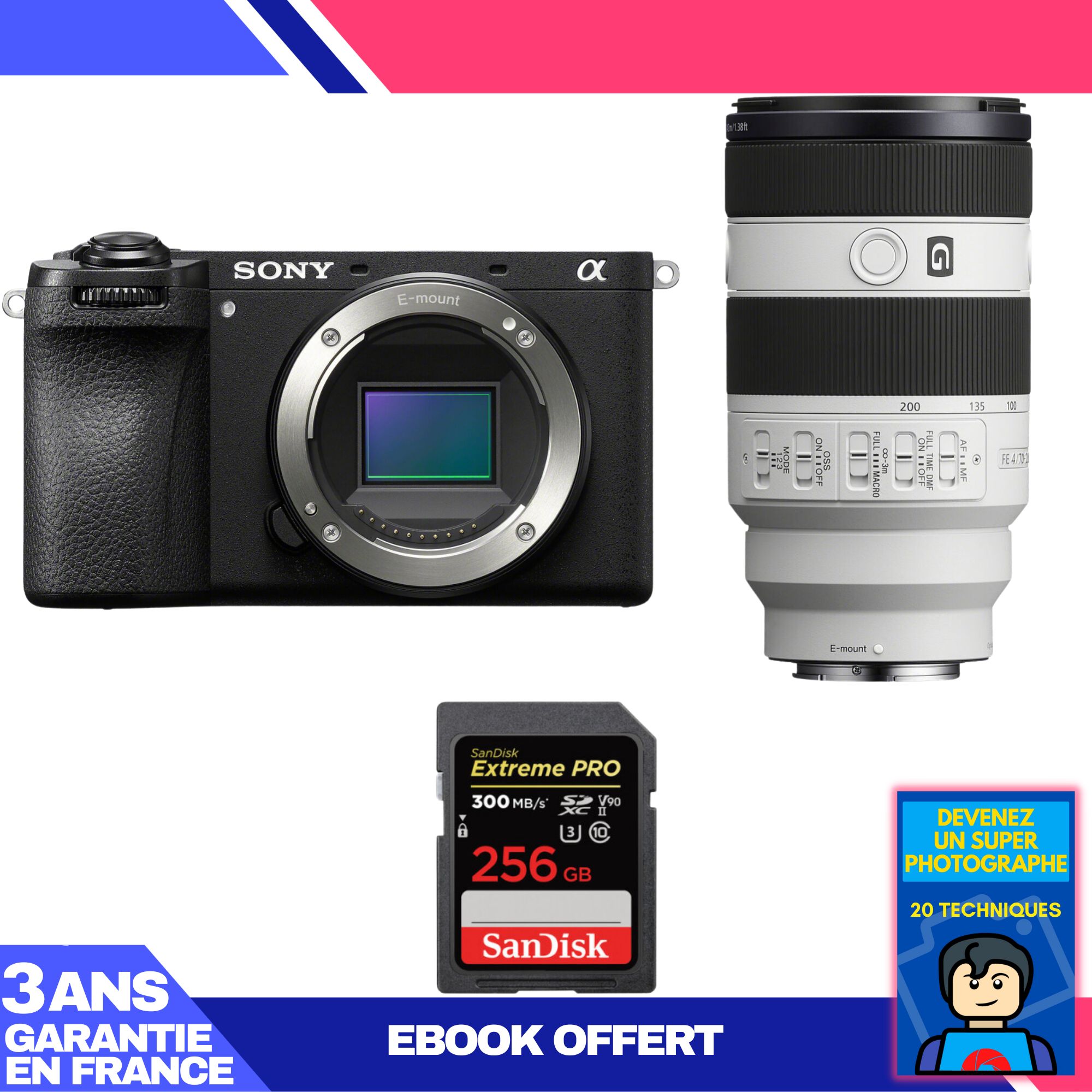 Boitier Sony A6700 + FE 70 200mm f4 Macro G OSS II + 1 SanDisk Extreme PRO UHS II SDXC 300 MB/ + Ebook 'Devenez Un Super Photographe - vue 4