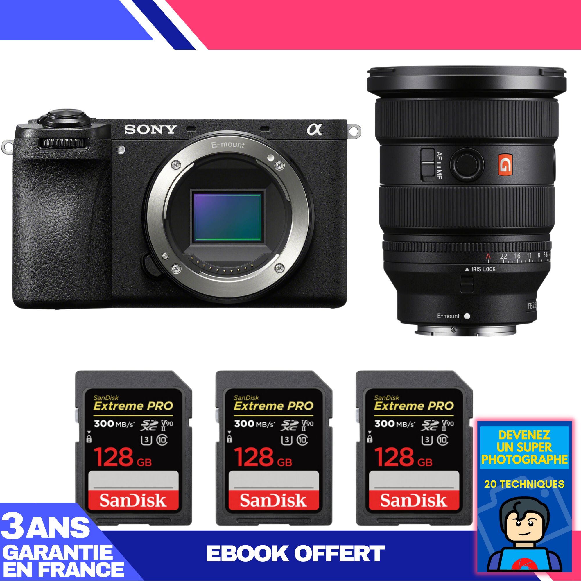 Boitier Sony A6700 + FE 16 35mm f2.8 GM II + 3 SanDisk Extreme PRO UHS II SDXC 300 MB/ + Ebook 'Devenez Un Super Photographe - vue 4