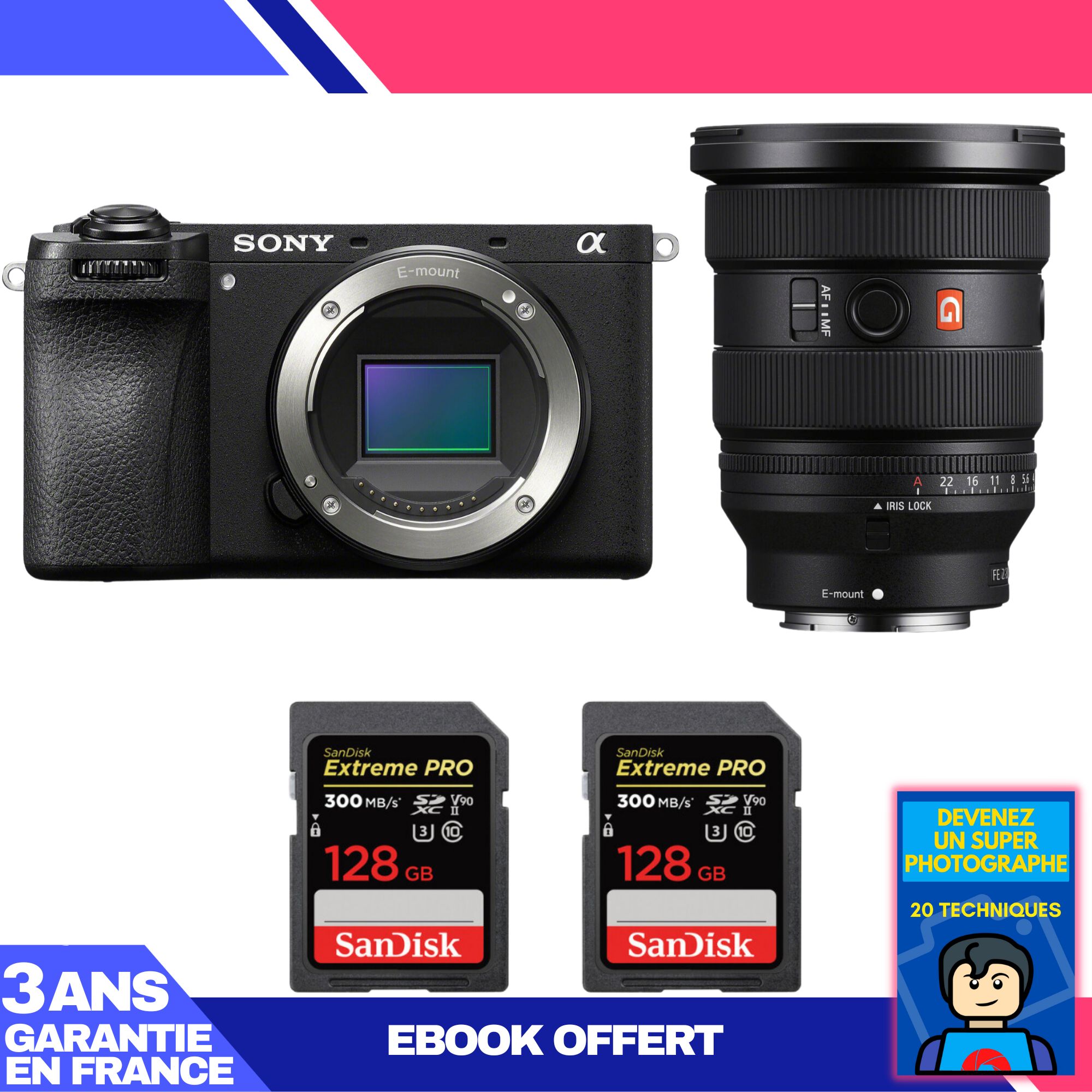 Boitier Sony A6700 + FE 16 35mm f2.8 GM II + 2 SanDisk Extreme PRO UHS II SDXC 300 MB/ + Ebook 'Devenez Un Super Photographe - vue 3