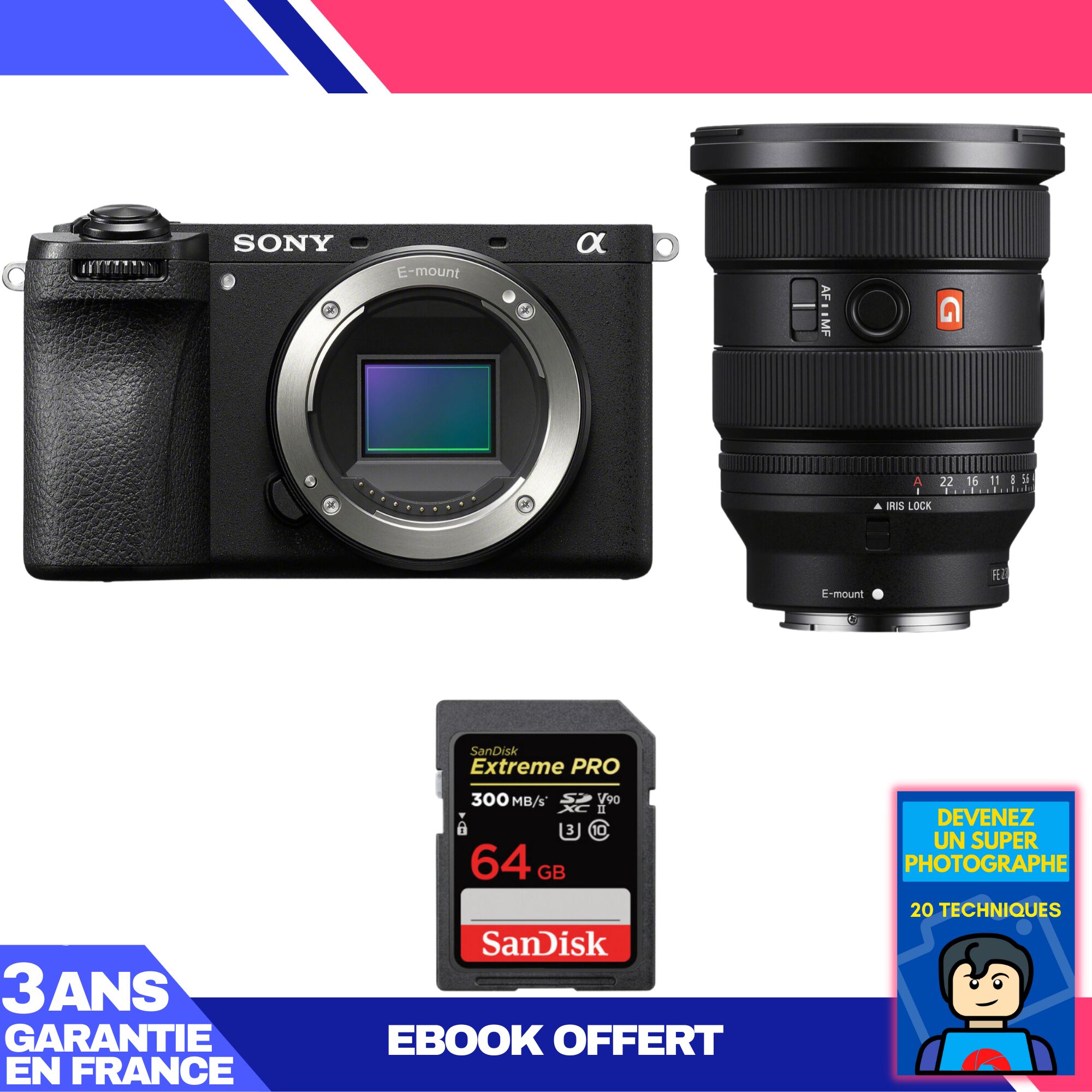 Boitier Sony A6700 + FE 16 35mm f2.8 GM II + 1 SanDisk Extreme PRO UHS II SDXC 300 MB/ + Ebook 'Devenez Un Super Photographe - vue 2