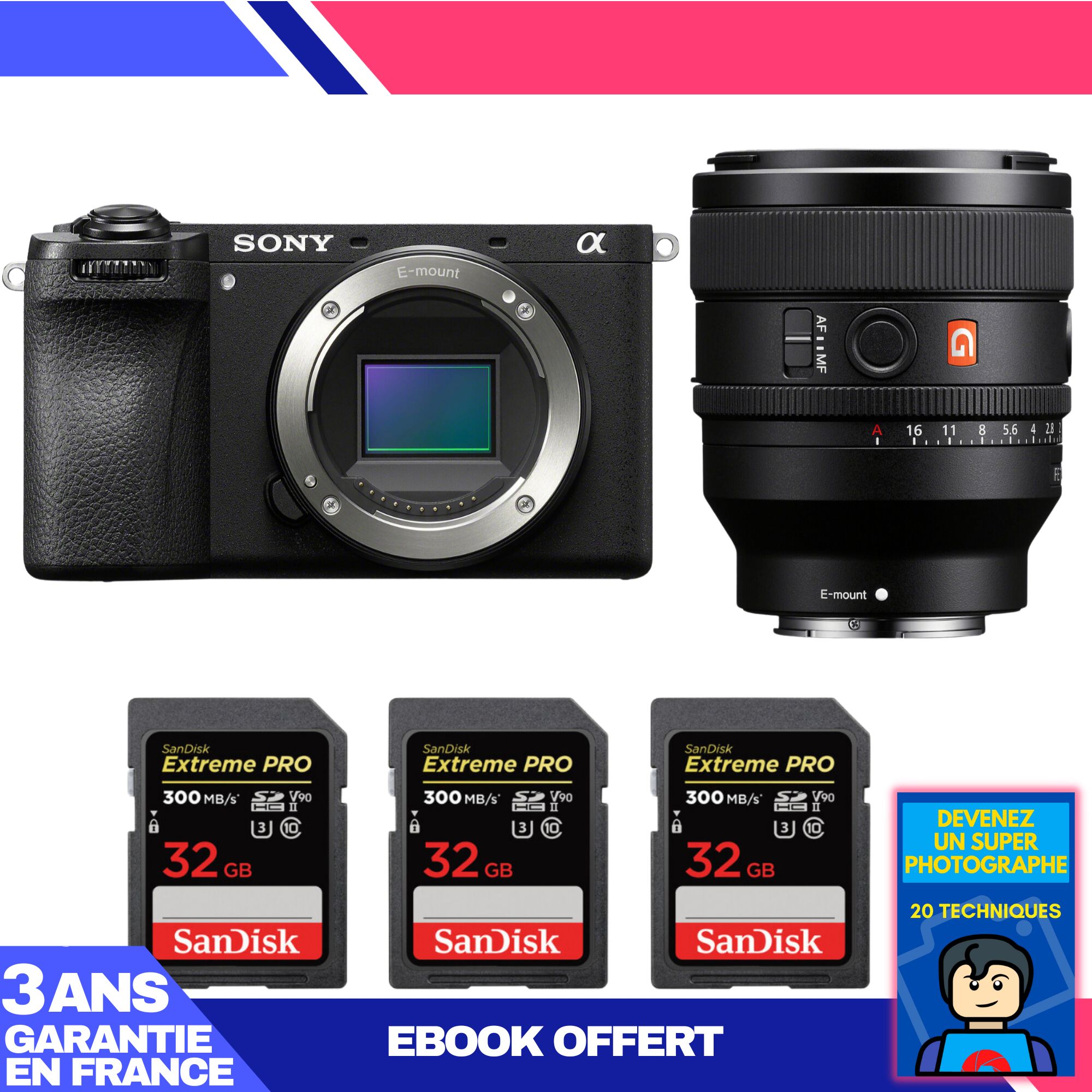 Boitier Sony A6700 + FE 50mm f1.4 GM + 3 SanDisk Extreme PRO UHS II SDXC 300 MB/ + Ebook 'Devenez Un Super Photographe - vue 4