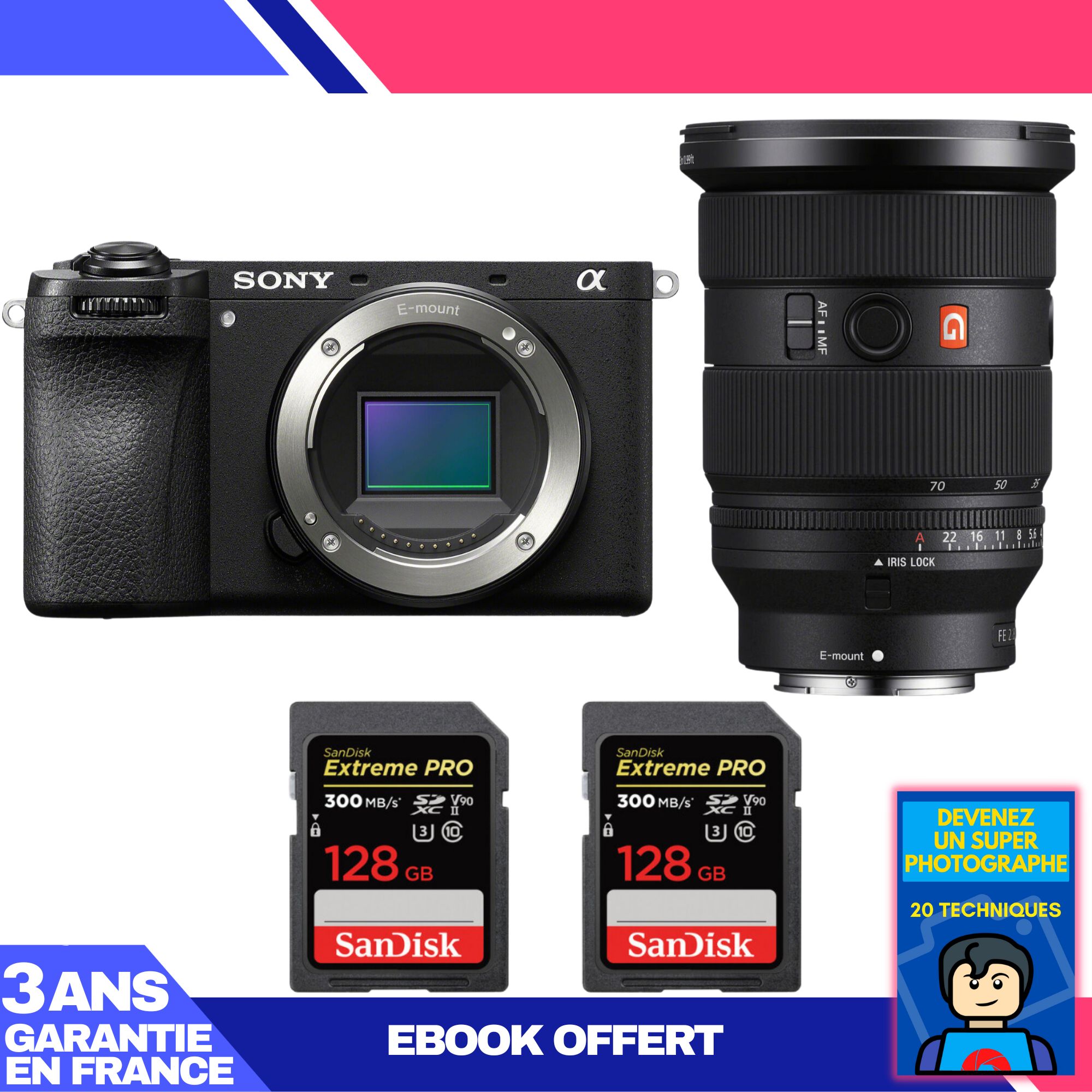 Boitier Sony A6700 + FE 24 70mm f2.8 GM II + 2 SanDisk Extreme PRO UHS II SDXC 300 MB/ + Ebook 'Devenez Un Super Photographe - vue 4