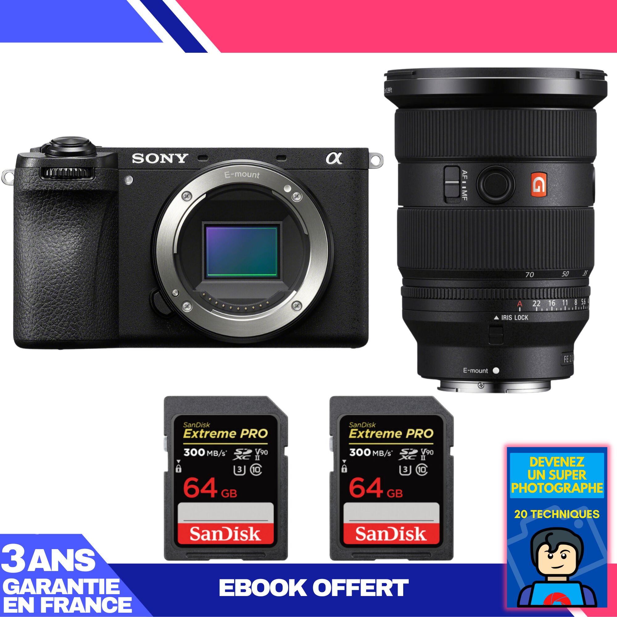 Boitier Sony A6700 + FE 24 70mm f2.8 GM II + 2 SanDisk Extreme PRO UHS II SDXC 300 MB/ + Ebook 'Devenez Un Super Photographe - vue 2