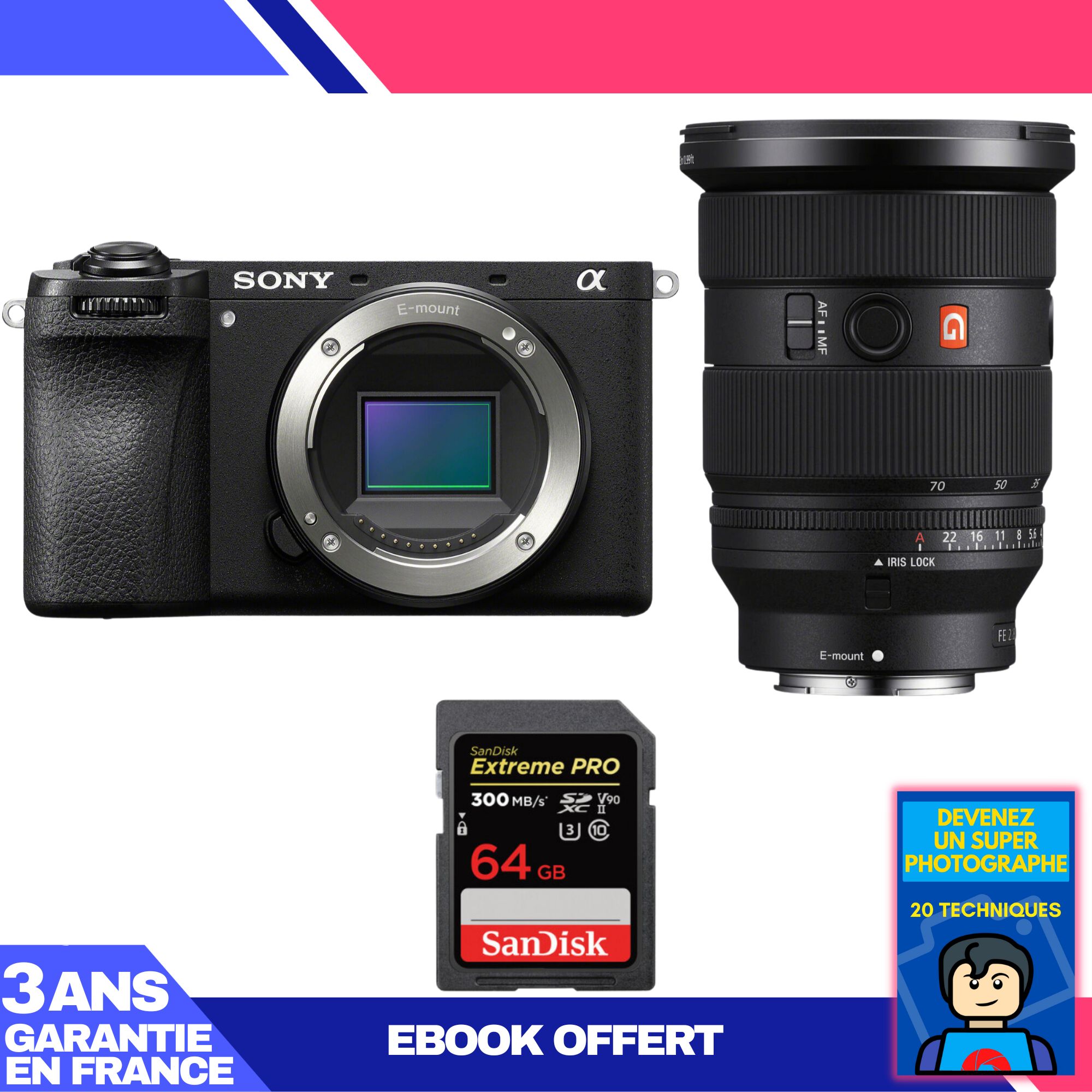 Boitier Sony A6700 + FE 24 70mm f2.8 GM II + 1 SanDisk Extreme PRO UHS II SDXC 300 MB/ + Ebook 'Devenez Un Super Photographe - vue 3