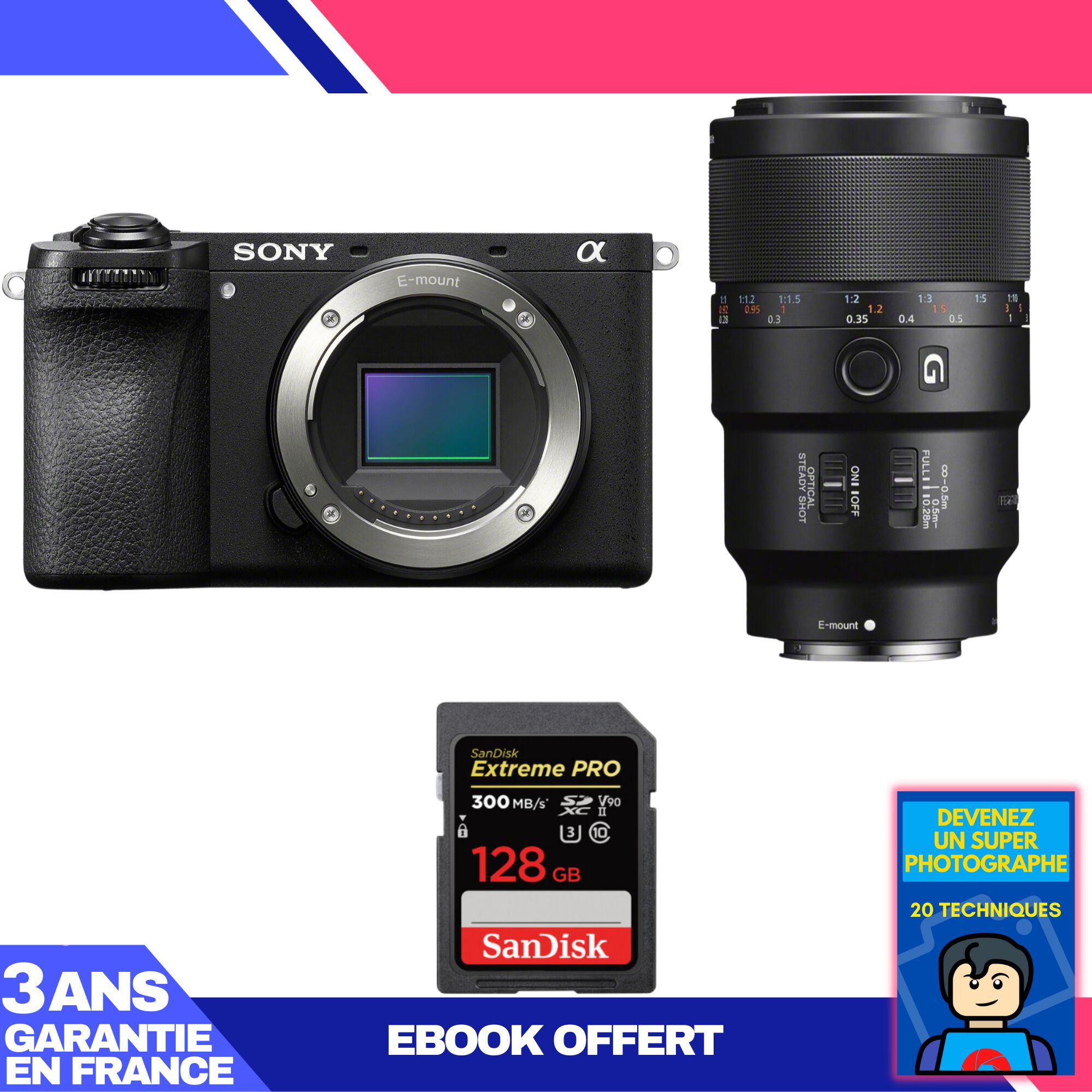 Boitier Sony A6700 + FE 90mm f2.8 Macro G OSS + 1 SanDisk Extreme PRO UHS II SDXC 300 MB/ + Ebook 'Devenez Un Super Photographe - vue 2