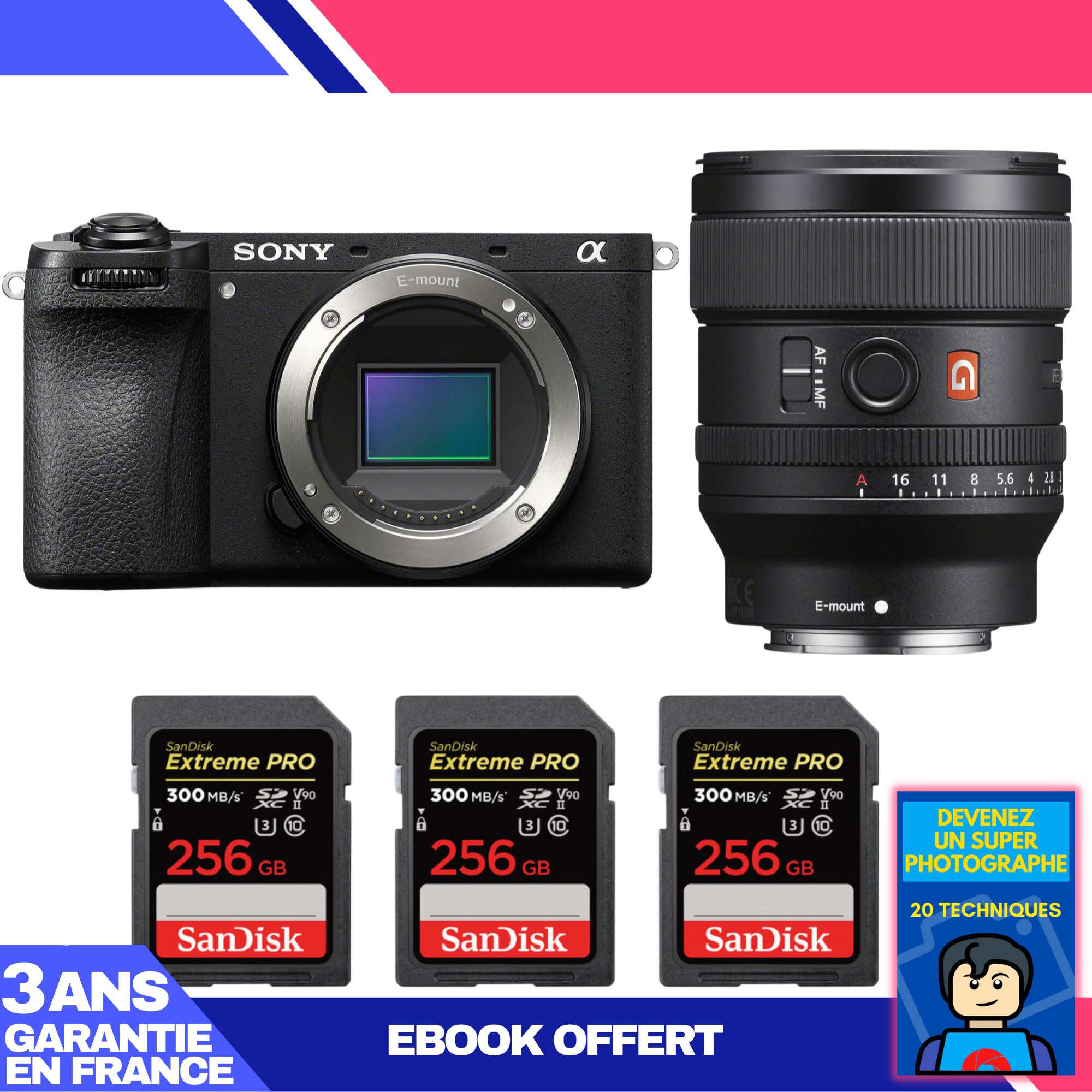 Boitier Sony A6700 + FE 24mm f1.4 GM + 3 SanDisk Extreme PRO UHS II SDXC 300 MB/ + Ebook 'Devenez Un Super Photographe - vue 4