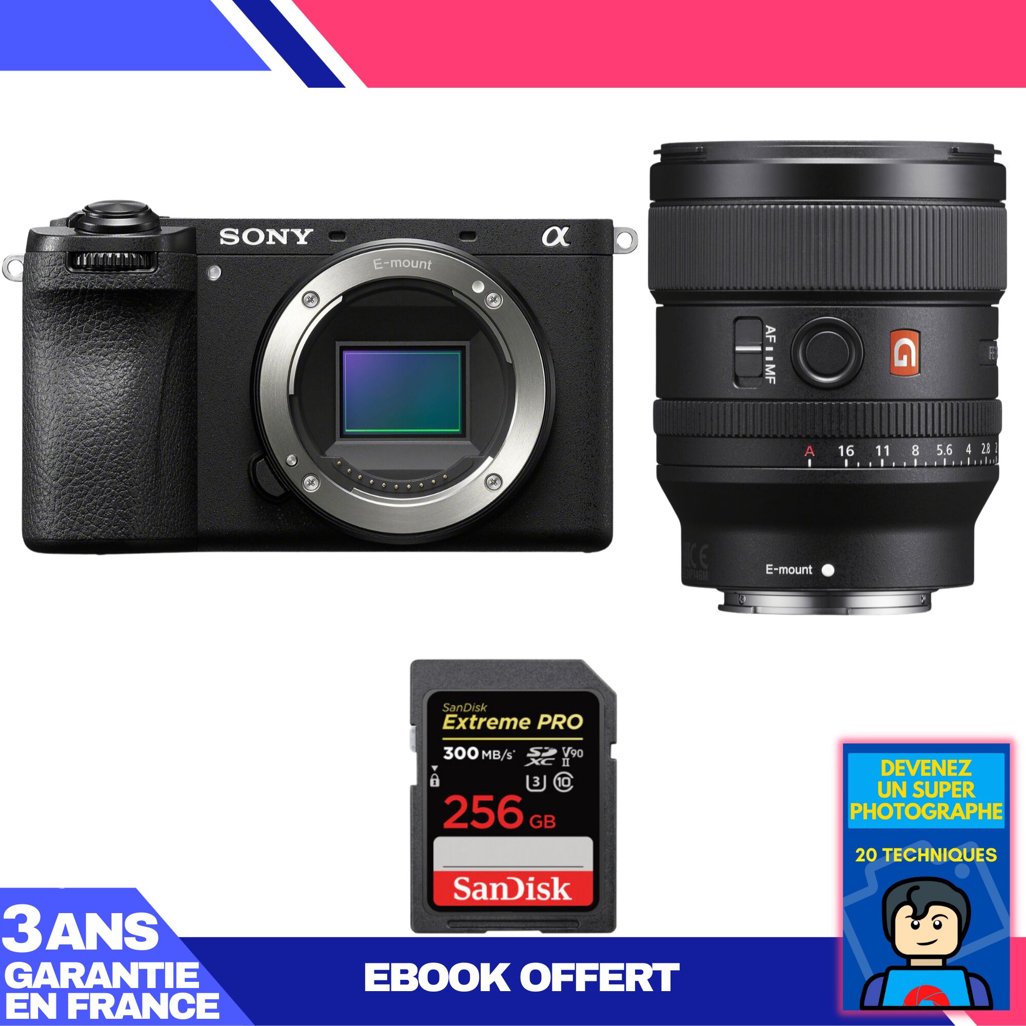 Boitier Sony A6700 + FE 24mm f1.4 GM + 1 SanDisk Extreme PRO UHS II SDXC 300 MB/ + Ebook 'Devenez Un Super Photographe - vue 2