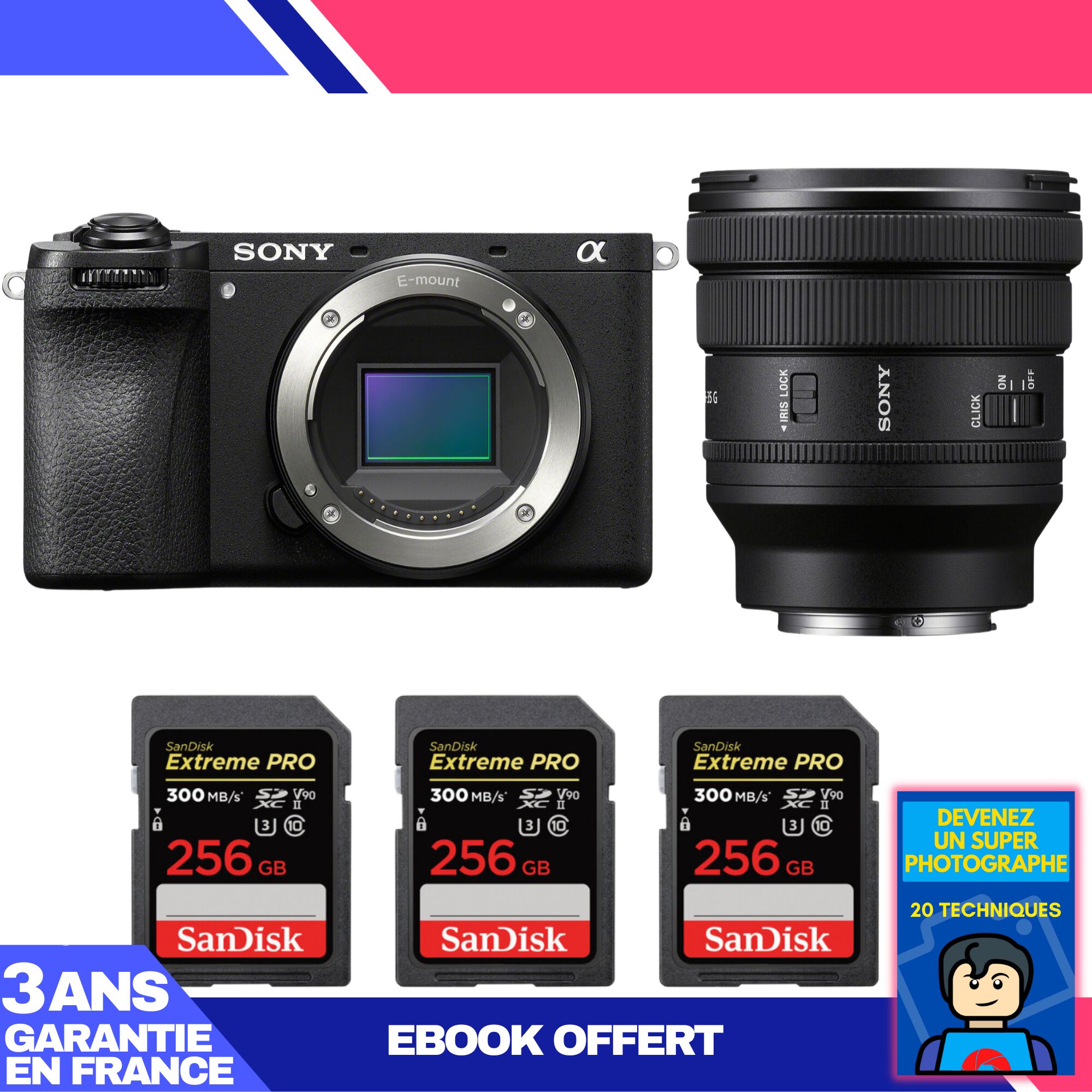 Boitier Sony A6700 + FE PZ 16 35mm f4 G + 3 SanDisk Extreme PRO UHS II SDXC 300 MB/ + Ebook 'Devenez Un Super Photographe - vue 4