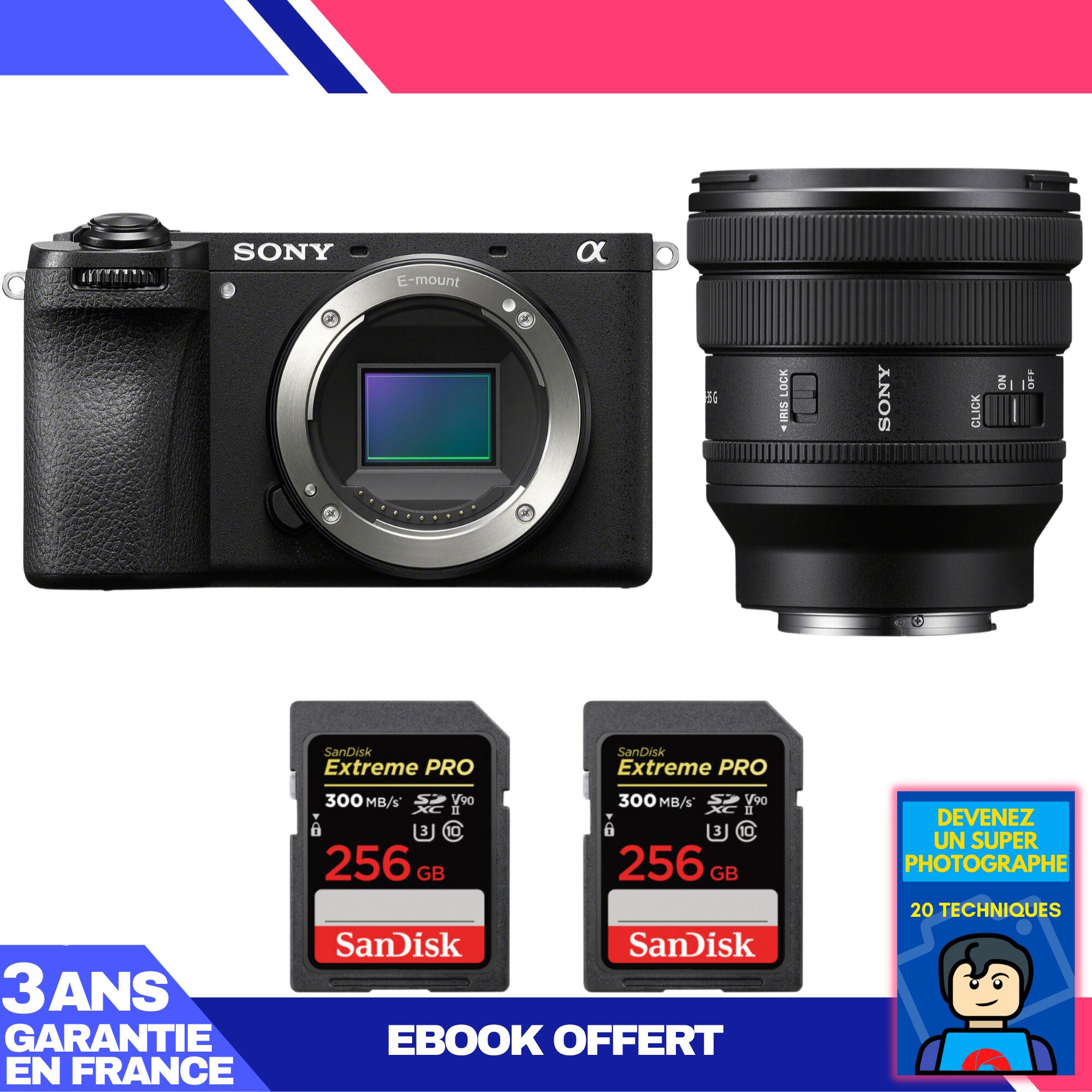 Boitier Sony A6700 + FE PZ 16 35mm f4 G + 2 SanDisk Extreme PRO UHS II SDXC 300 MB/ + Ebook 'Devenez Un Super Photographe - vue 2