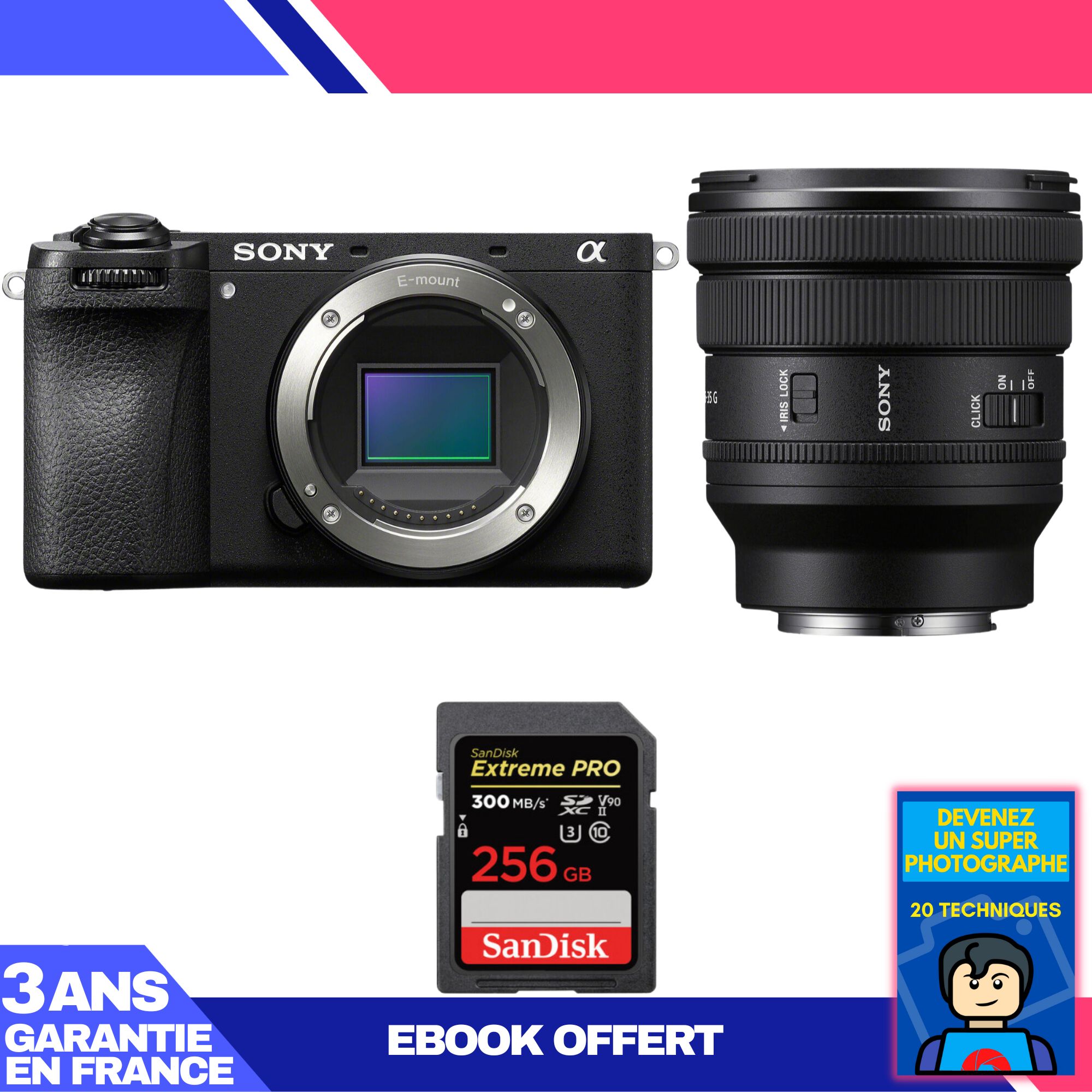 Boitier Sony A6700 + FE PZ 16 35mm f4 G + 1 SanDisk Extreme PRO UHS II SDXC 300 MB/ + Ebook 'Devenez Un Super Photographe - vue 3