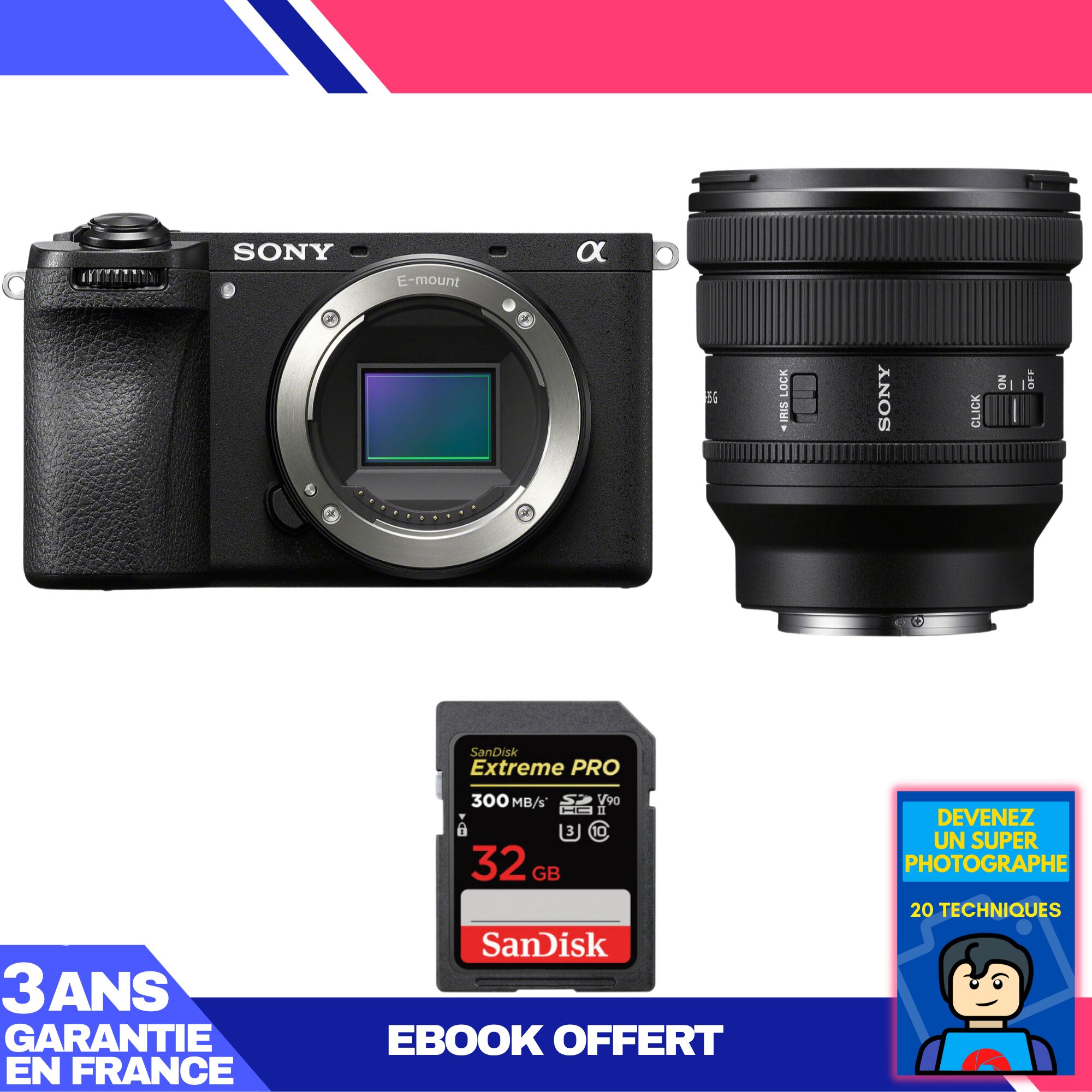 Boitier Sony A6700 + FE PZ 16 35mm f4 G + 1 SanDisk Extreme PRO UHS II SDXC 300 MB/ + Ebook 'Devenez Un Super Photographe - vue 2