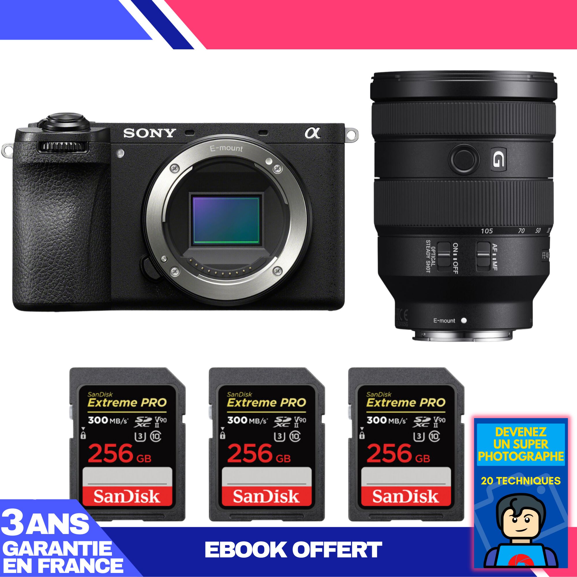 Boitier Sony A6700 + FE 24 105mm f4 G OSS + 3 SanDisk Extreme PRO UHS II SDXC 300 MB/ + Ebook 'Devenez Un Super Photographe - vue 4