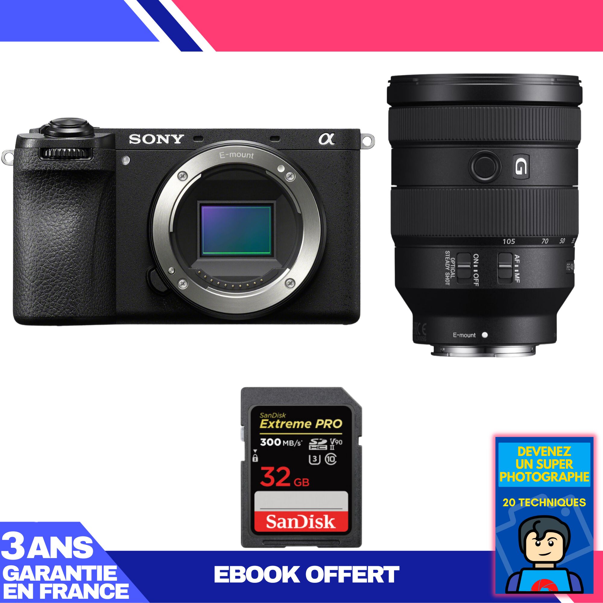 Boitier Sony A6700 + FE 24 105mm f4 G OSS + 1 SanDisk Extreme PRO UHS II SDXC 300 MB/ + Ebook 'Devenez Un Super Photographe - vue 2