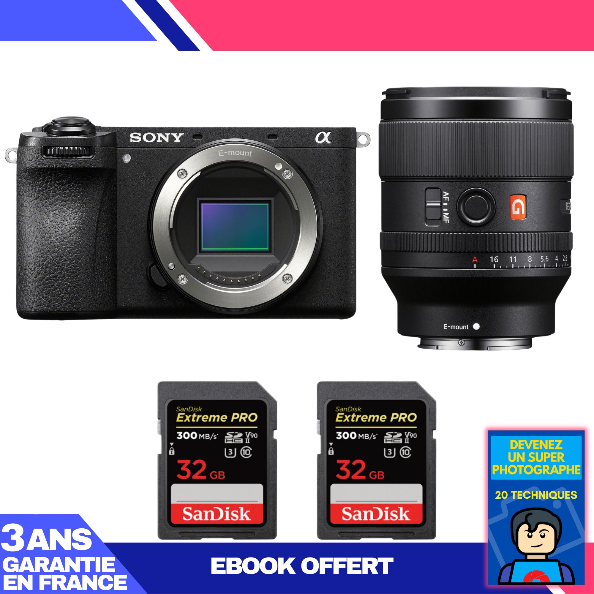 Boitier Sony A6700 + FE 35mm f1.4 GM + 2 SanDisk Extreme PRO UHS II SDXC 300 MB/ + Ebook 'Devenez Un Super Photographe - vue 4