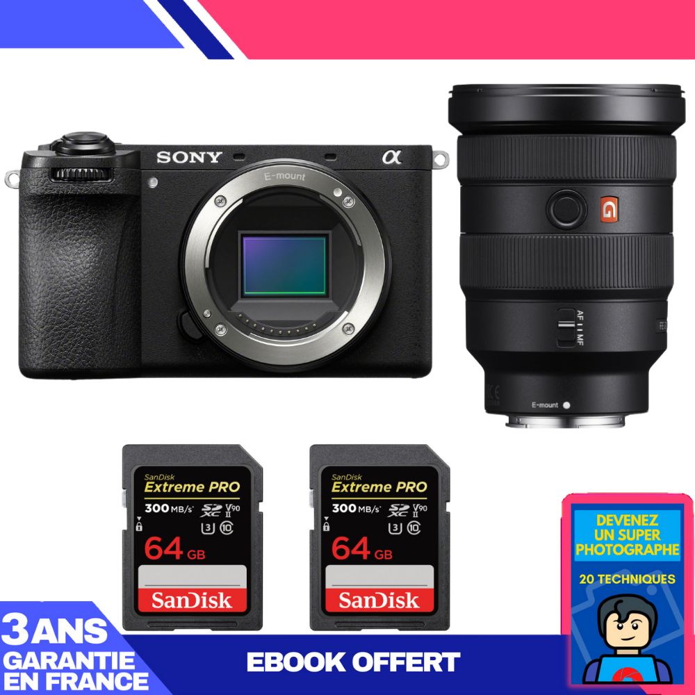 Boitier Sony A6700 + FE 16 35mm f2.8 GM + 2 SanDisk Extreme PRO UHS II SDXC 300 MB/ + Ebook 'Devenez Un Super Photographe
