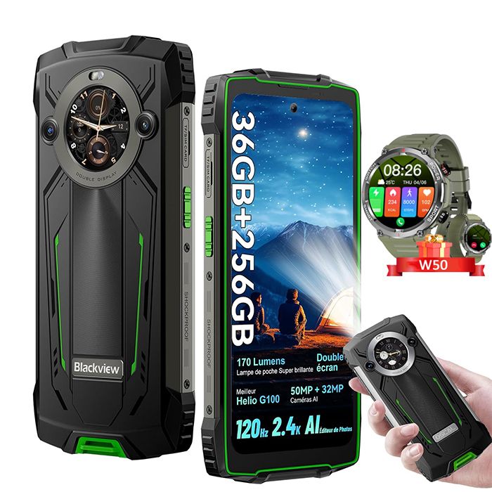 Blackview BV8200 Smartphone Incassable Double écran 6.5 8800mAh avec Smartwatch Blackview W50 - vue 2