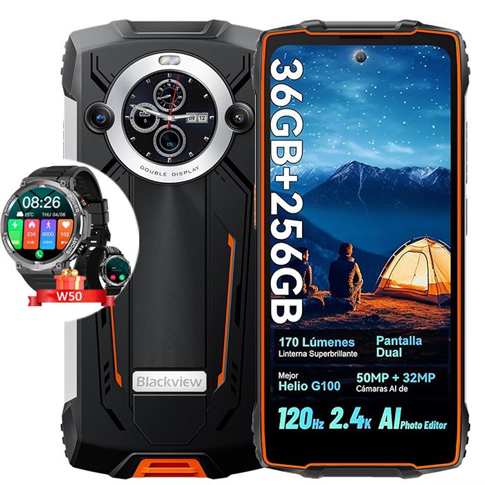 Blackview BV8200 Smartphone Incassable Double écran 6.5 8800mAh avec Smartwatch Blackview W50