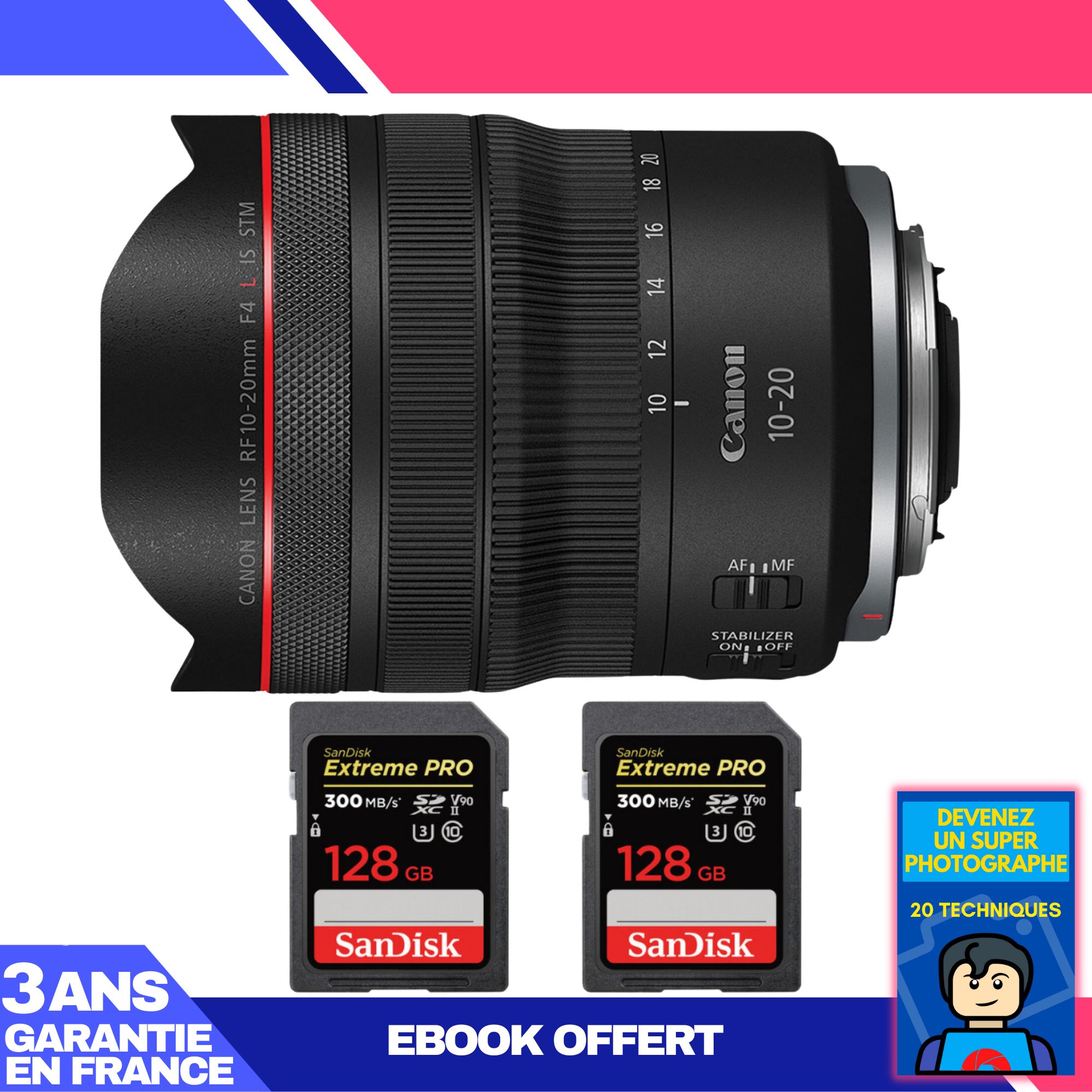Canon RF 10 20mm f4 IS STM + 2 SanDisk Extreme PRO UHS II SDXC 300 MB/ + Ebook 'Devenez Un Super Photographe - vue 2