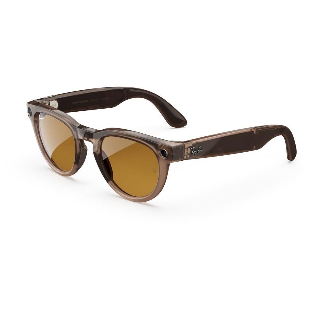 Lunettes connectées Ray Ban Meta Headliner Roche brillante et jaune safran - vue 3