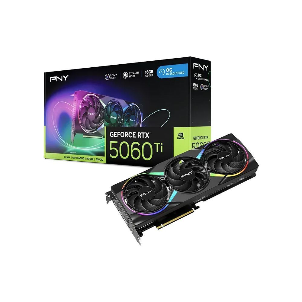 PNY GeForce RTX 5060 Ti Epic X RGB Overclocked Triple Fan GeForce RTX 5060 Ti GDDR7 PCI Express