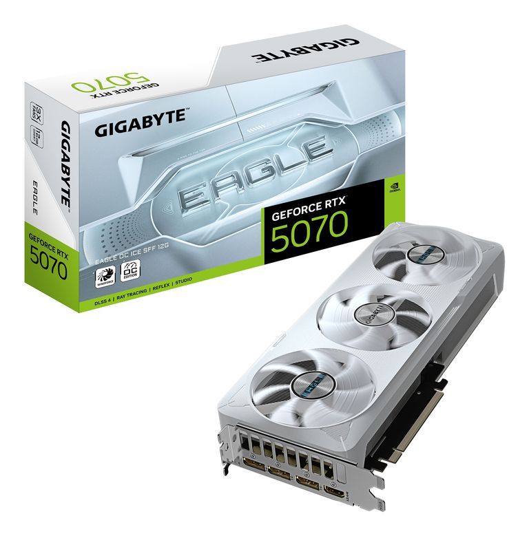 GIGABYTE GeForce RTX 5070 EAGLE OC ICE SFF 12G Carte Graphique 12 Go GDDR7 192 bits PCI E 5.0 2587 MHz Core Clock 3 x DP 2. 1 x HDMI 2.1b NVIDIA DLSS 4 GV N5070EAGLEOC ICE 12GD Neuf - vue 4