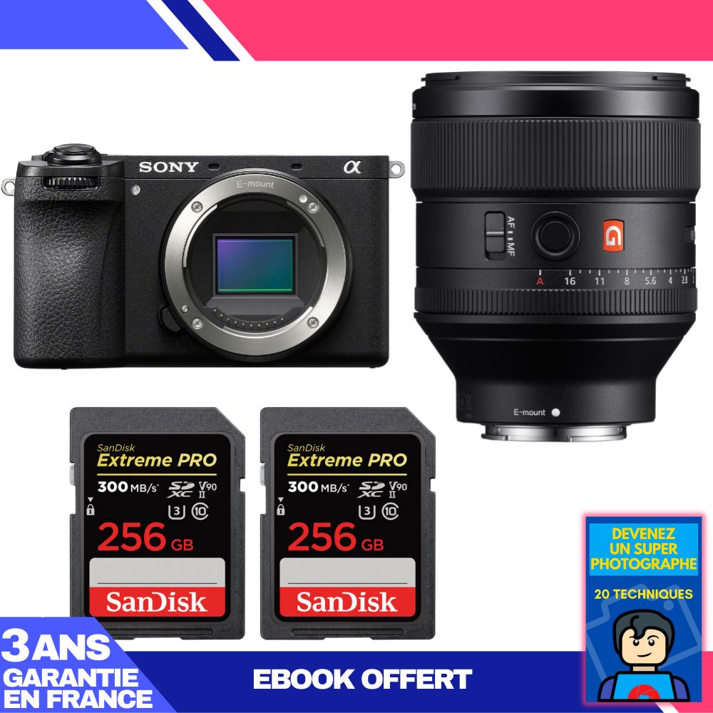 Boitier Sony A6700 + FE 85mm f1.4 GM + 2 SanDisk Extreme PRO UHS II SDXC 300 MB/ + Ebook 'Devenez Un Super Photographe - vue 2