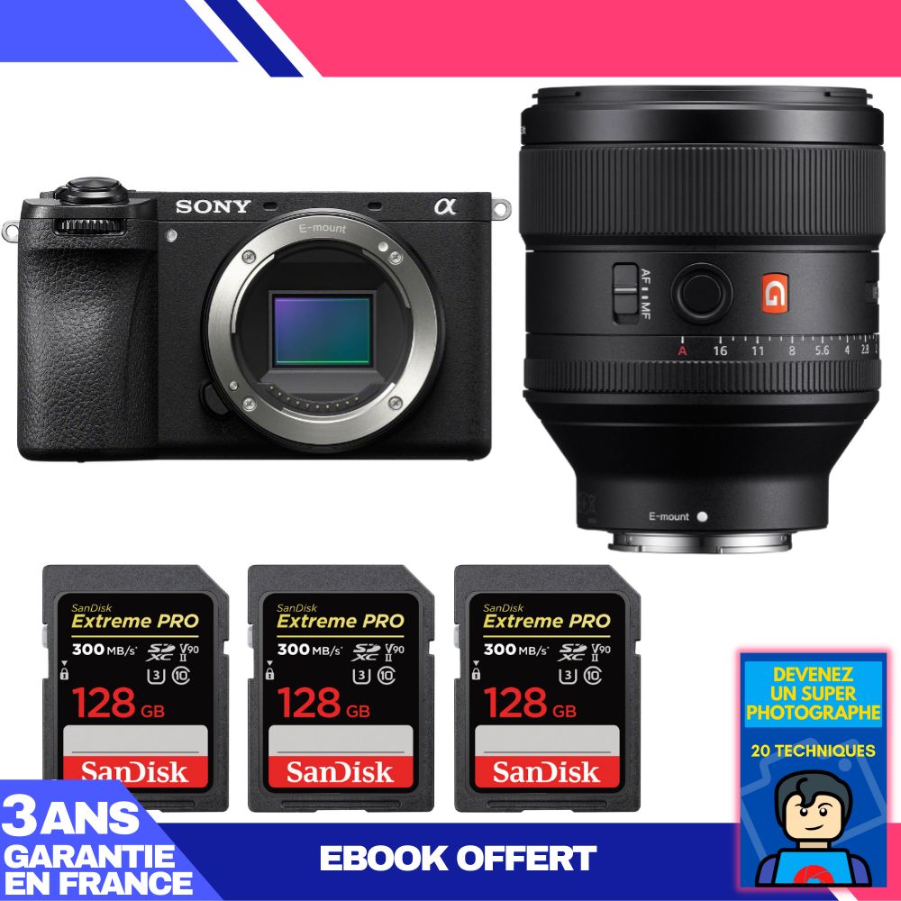 Boitier Sony A6700 + FE 85mm f1.4 GM + 3 SanDisk Extreme PRO UHS II SDXC 300 MB/ + Ebook 'Devenez Un Super Photographe - vue 2