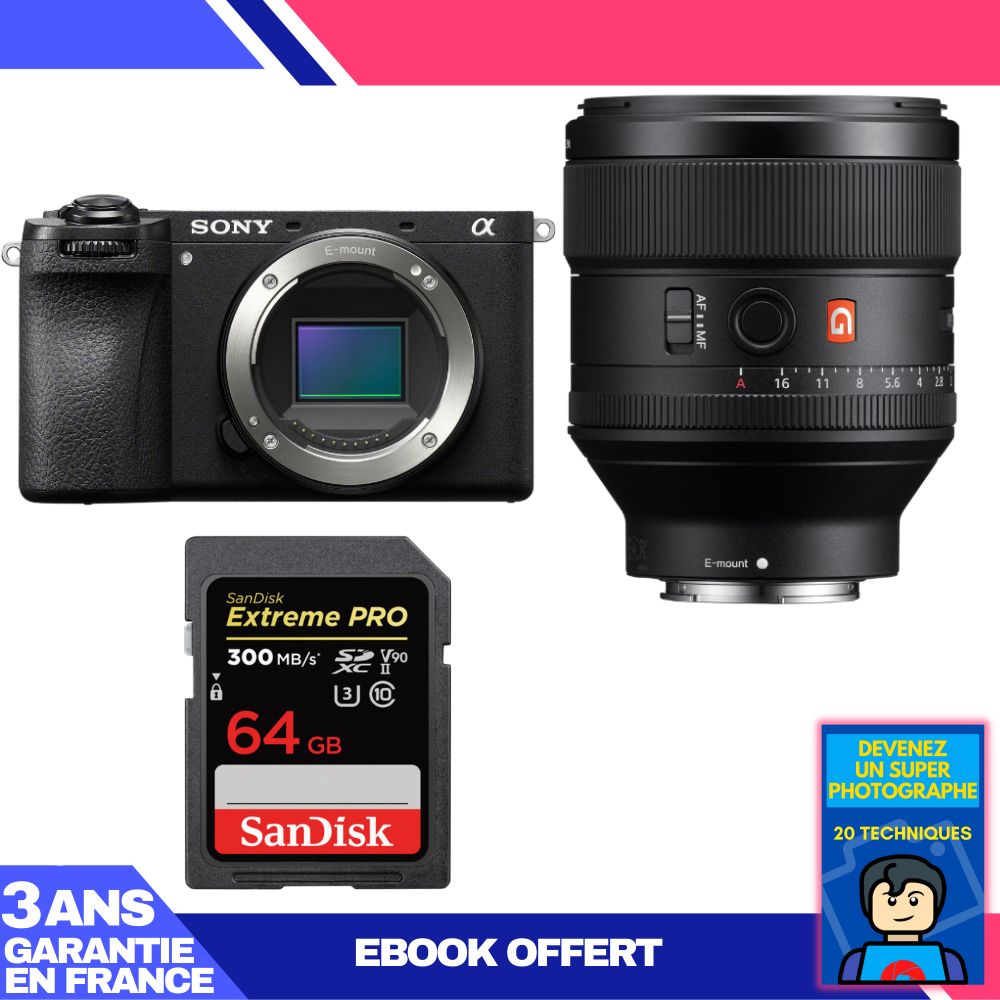 Boitier Sony A6700 + FE 85mm f1.4 GM + 1 SanDisk Extreme PRO UHS II SDXC 300 MB/ + Ebook 'Devenez Un Super Photographe - vue 2