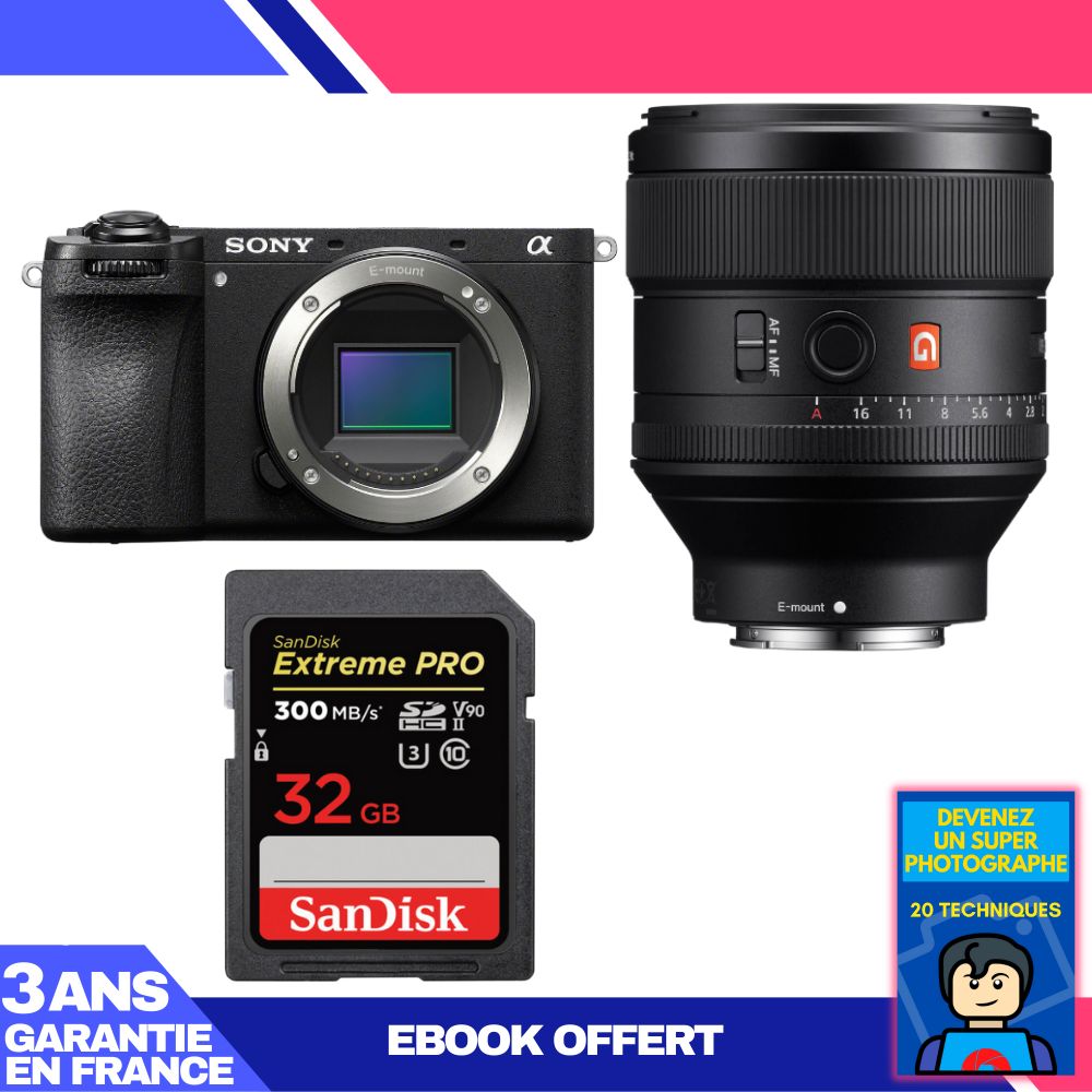 Boitier Sony A6700 + FE 85mm f1.4 GM + 1 SanDisk Extreme PRO UHS II SDXC 300 MB/ + Ebook 'Devenez Un Super Photographe