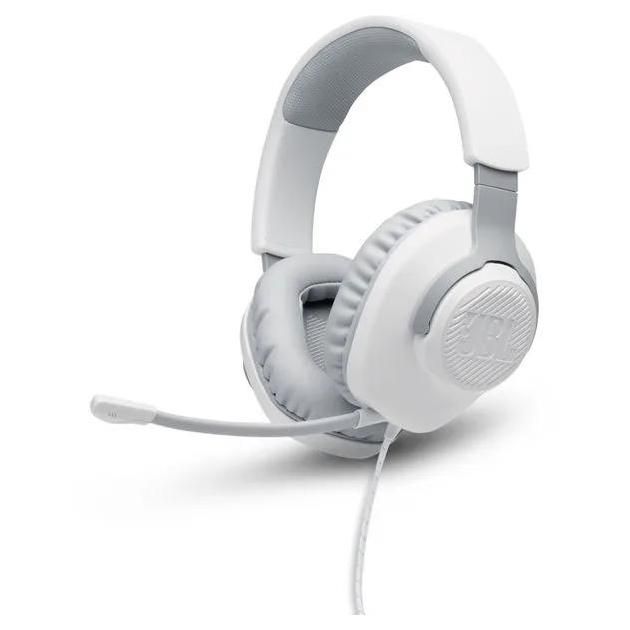 JBL Quantum 100 - Micro-casque - circum-aural - filaire - jack 3,5mm - blanc