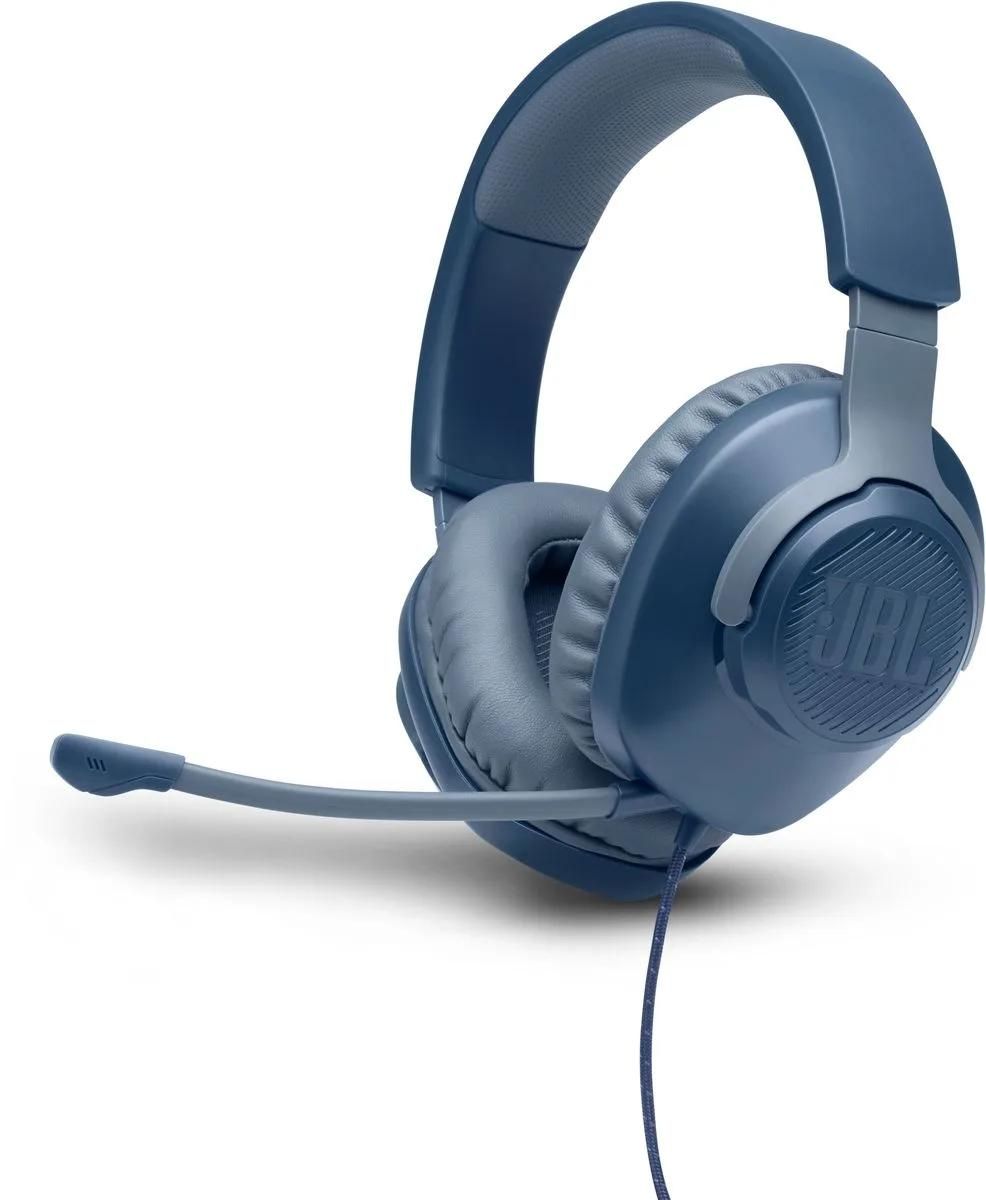 JBL Quantum 100 - Micro-casque - circum-aural - filaire - jack 3,5mm - bleu