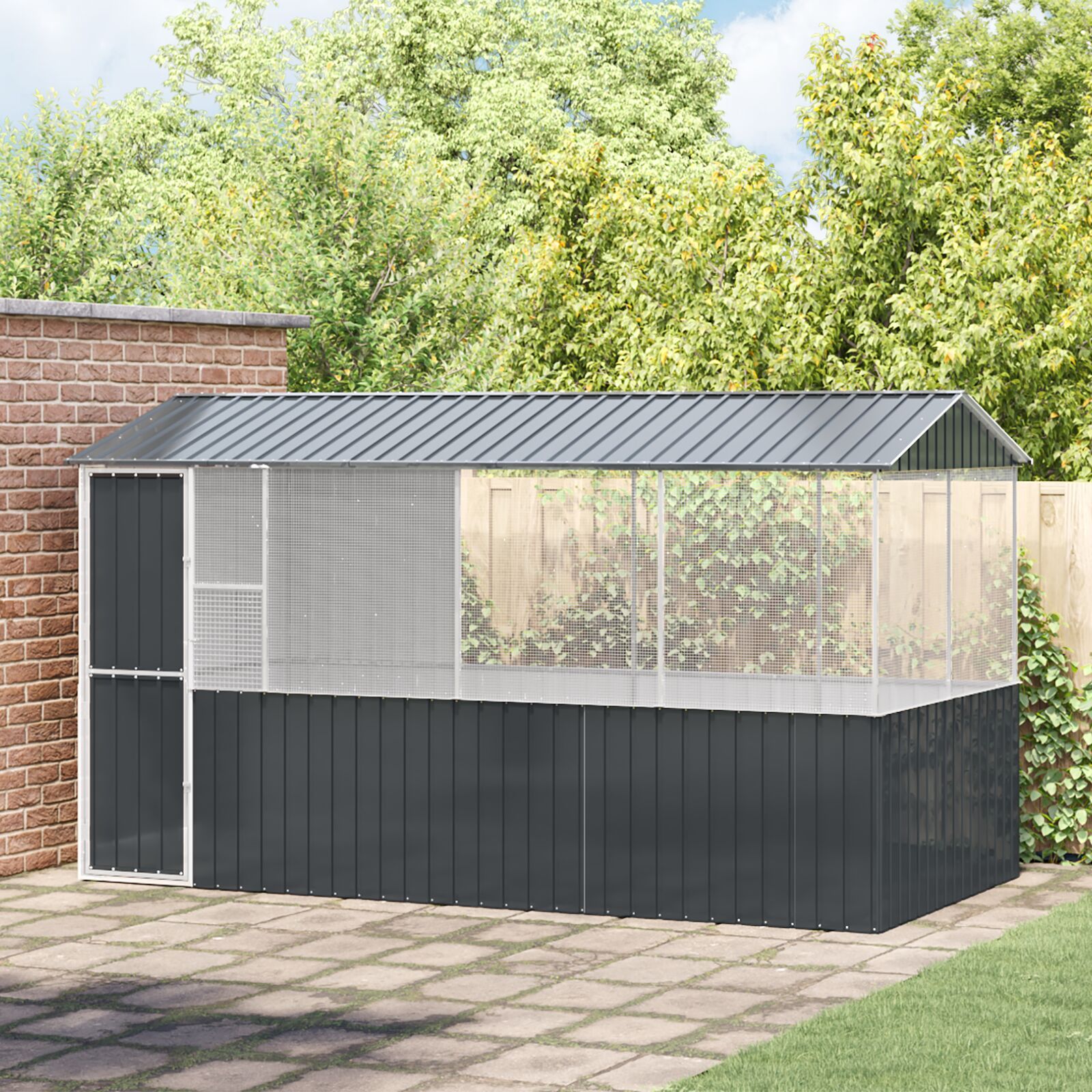 Comparer les prix de vidaXL Cage pour oiseaux Anthracite 410 x 210 x 230 cm Acier galvanisé