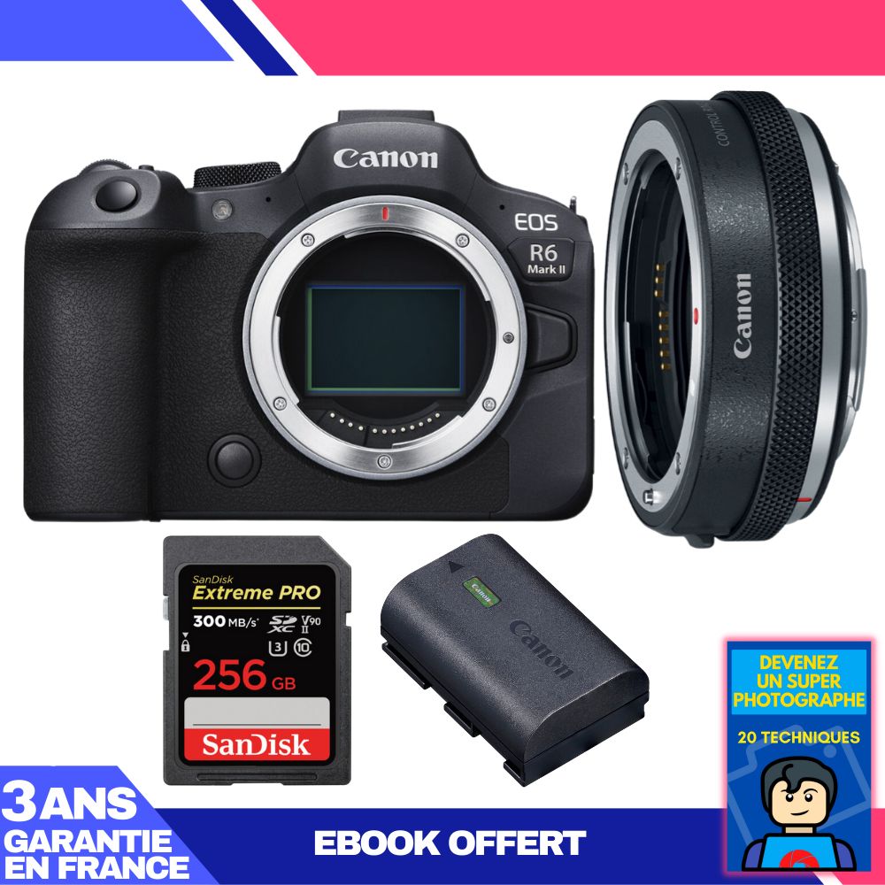 Boitier Canon EOS R6 Mark II + Canon EF EOS R Premium + 1 SanDisk Extreme PRO UHS II SDXC 300 MB/ + 1 Canon LP E6NH + Ebook 'Devenez Un Super Photographe - vue 4