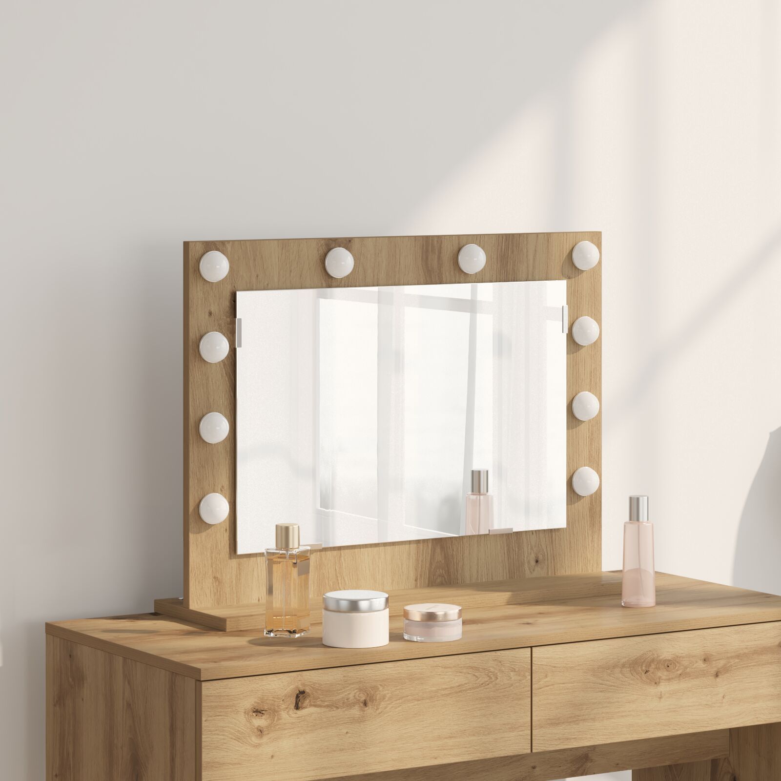 vidaXL Miroir de maquillage Chêne artisanal Bois d'ingénierie