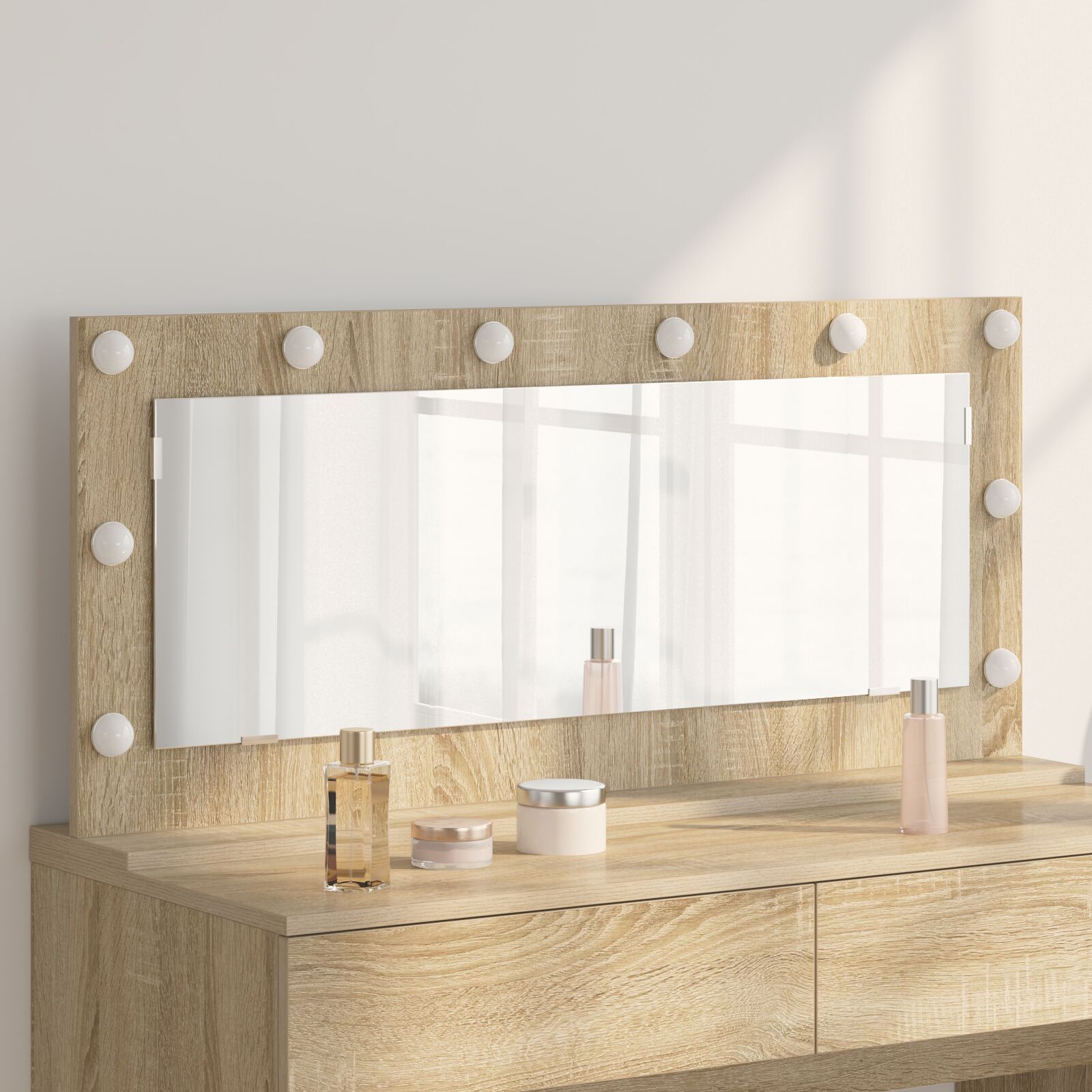vidaXL Miroir de Vanity Chêne Sonoma Panneau de particules Verre