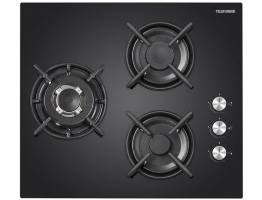 Plaque gaz TGV3C 3 foyers Verre Allumage une main