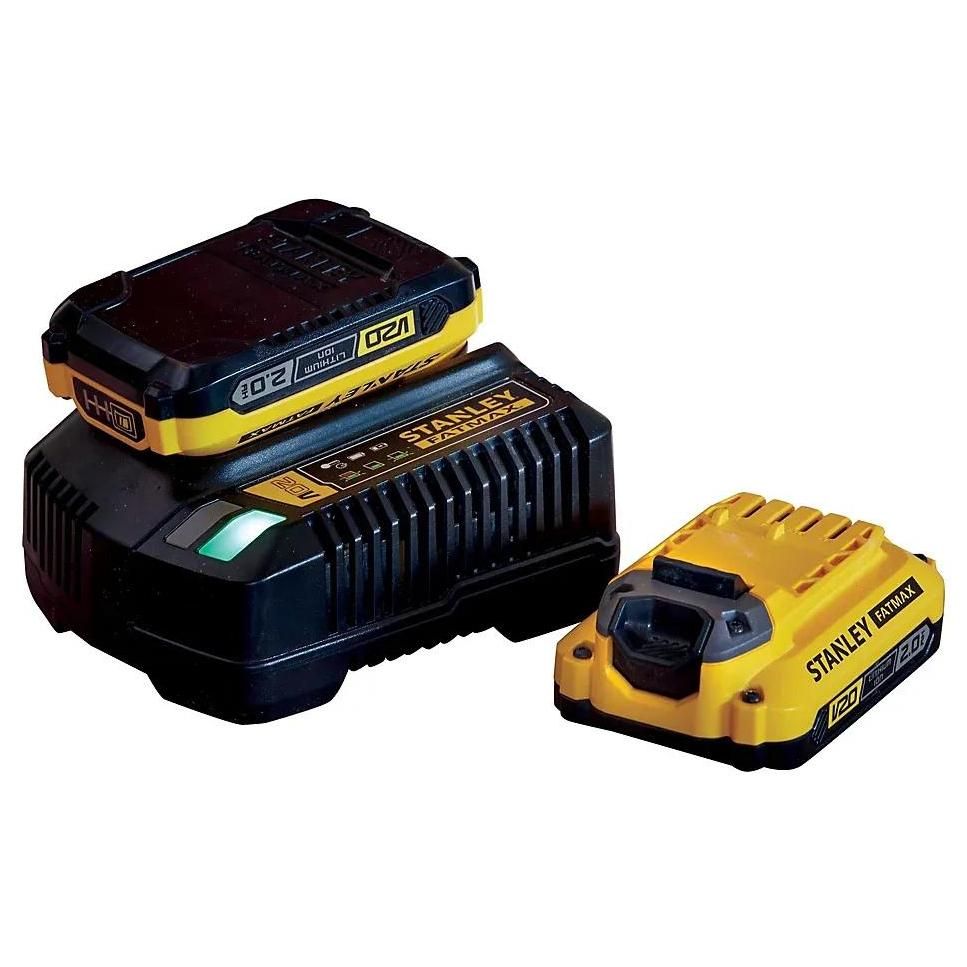 Chargeur + 2 batteries Stanley Fatmax V20 18V 2Ah