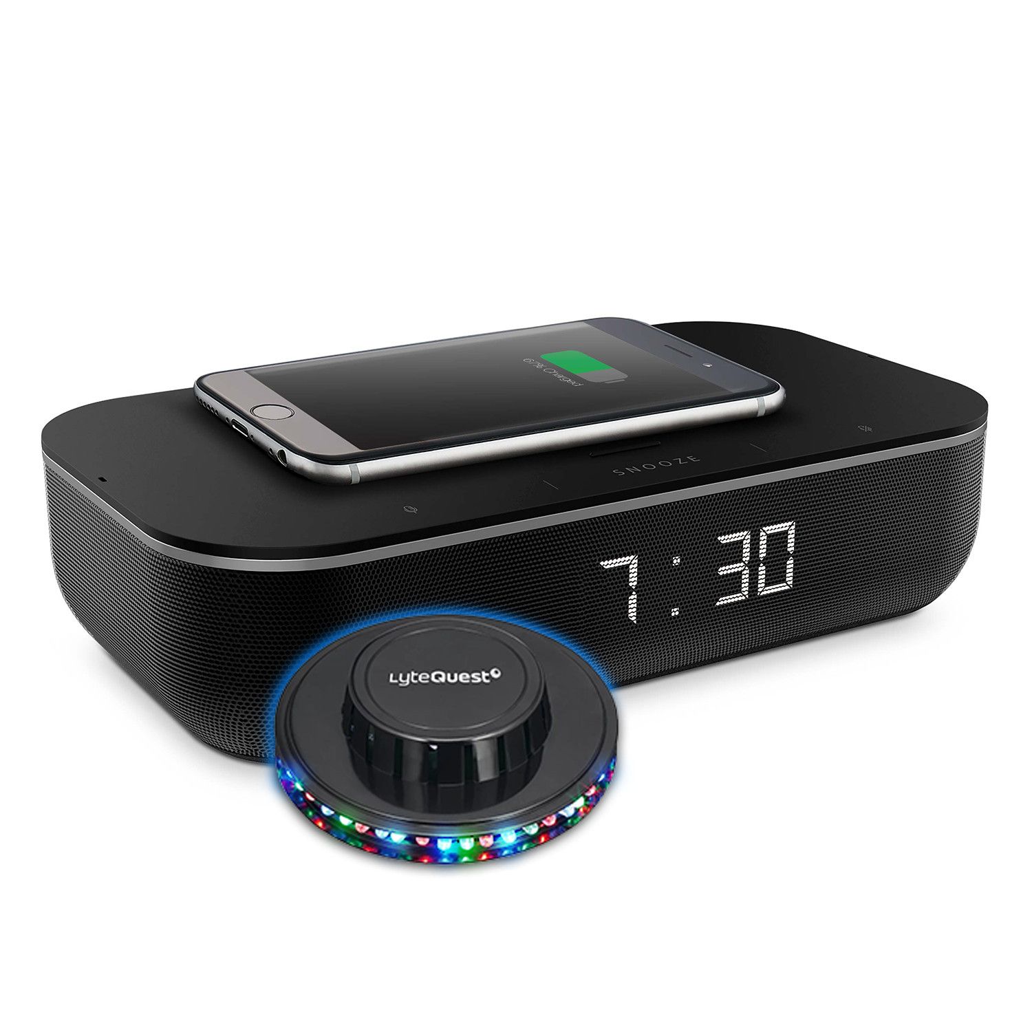 Radio Enceinte Wi FI THOMSON CR300IVCA Horloge numérique et Chargeur sans Fil avec Amazon Alexa intégré Lumière OVNI