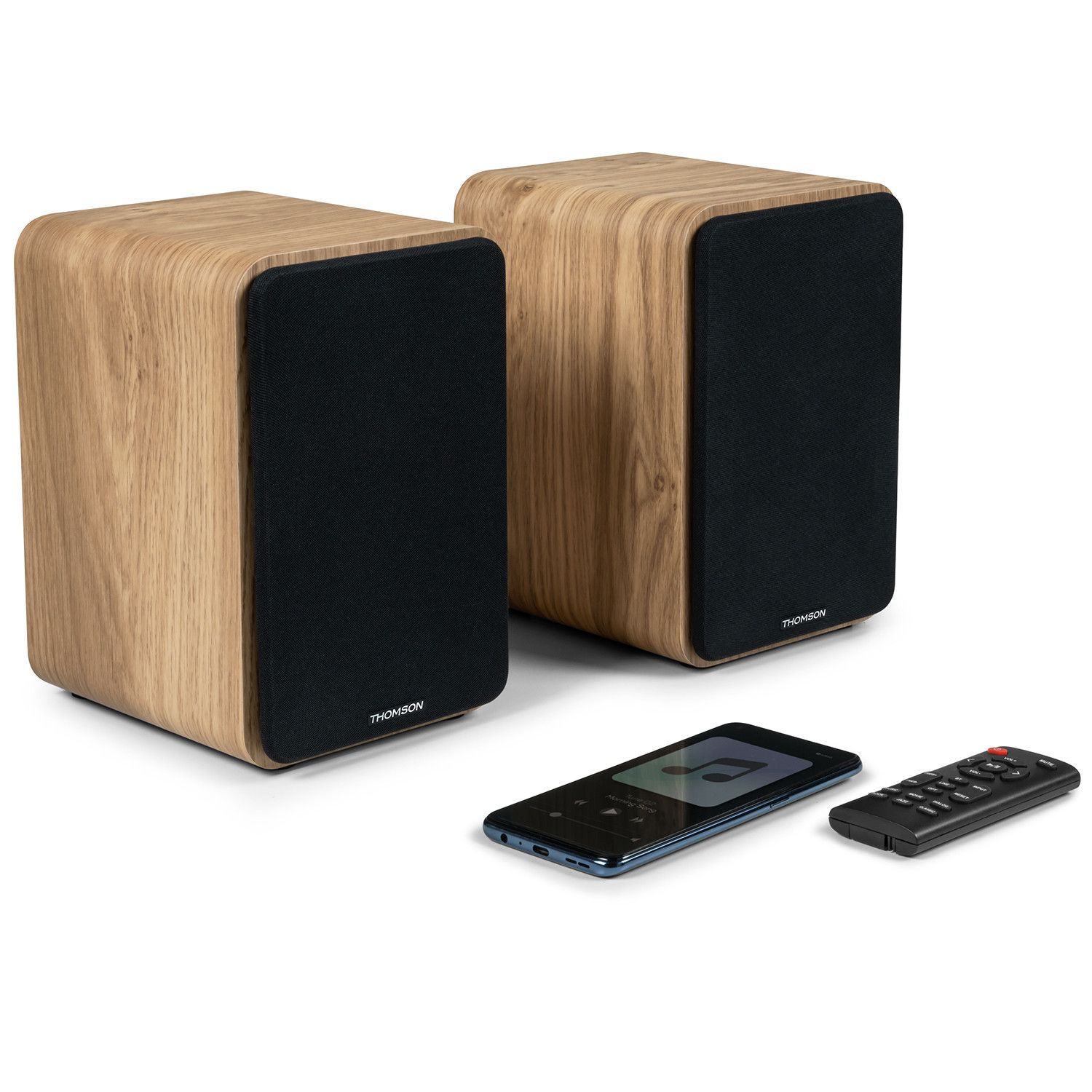 Enceintes de bibliothèque Caisson Bois COSY Thomson WS602DUO Bluetooth 5.0 Entrée optique câble inclus - vue 2