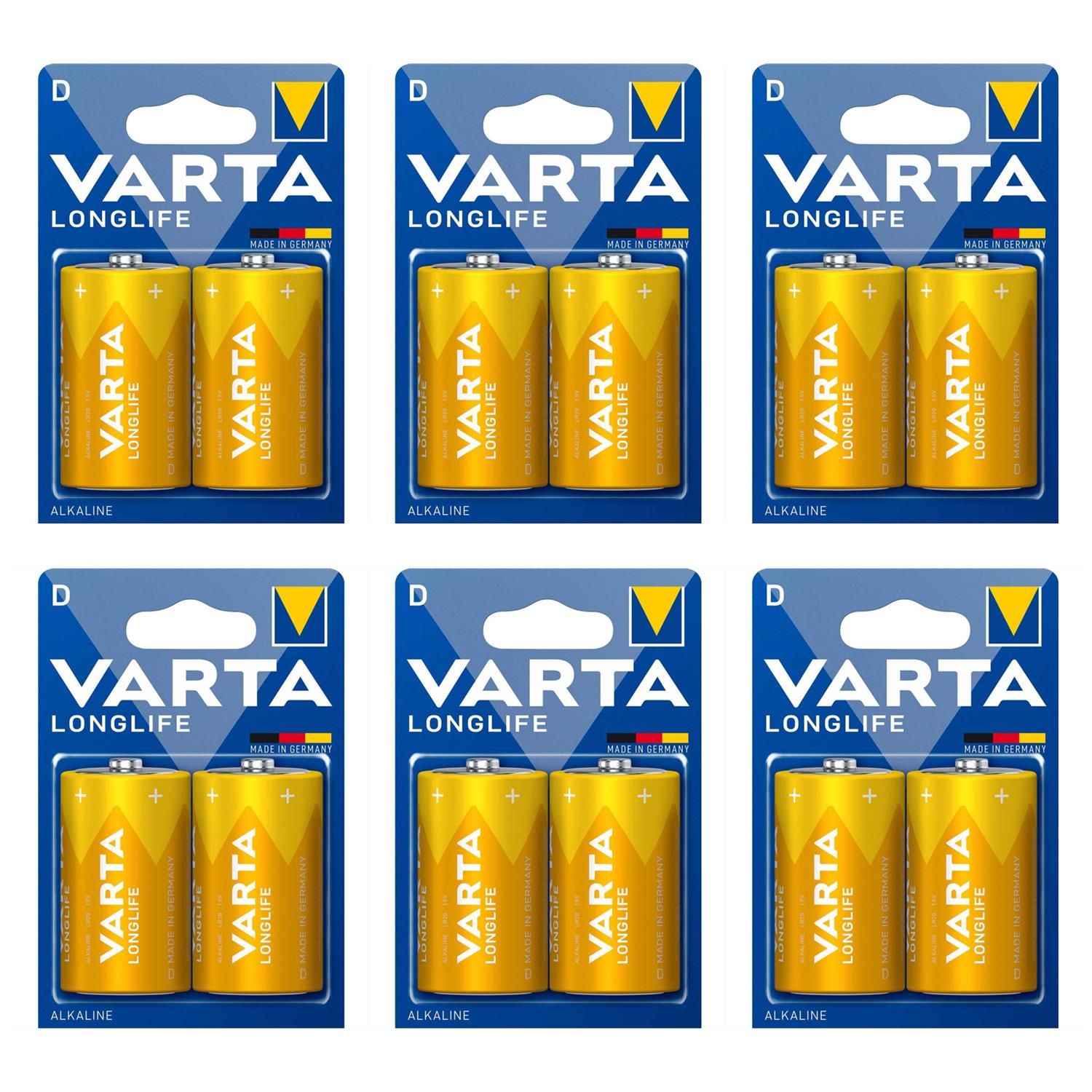 VARTA Piles D Mono lot de 6 Longlife Alcalines 1 5V adaptées aux télécommandes réveils radios horloges murales Made in Germany - vue 7