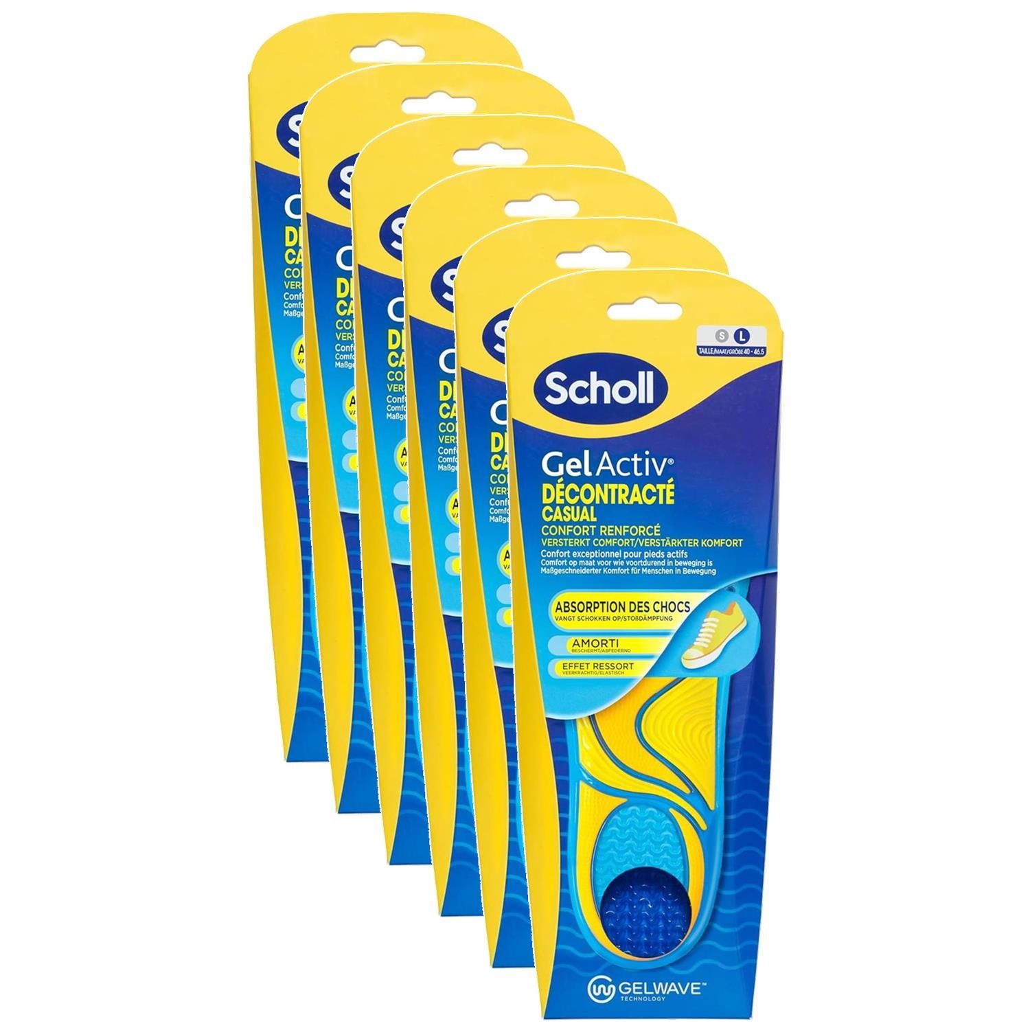 Scholl Lot De 6 Semelles Gelactiv Homme Décontracté Quotidien Confort 40 46 5