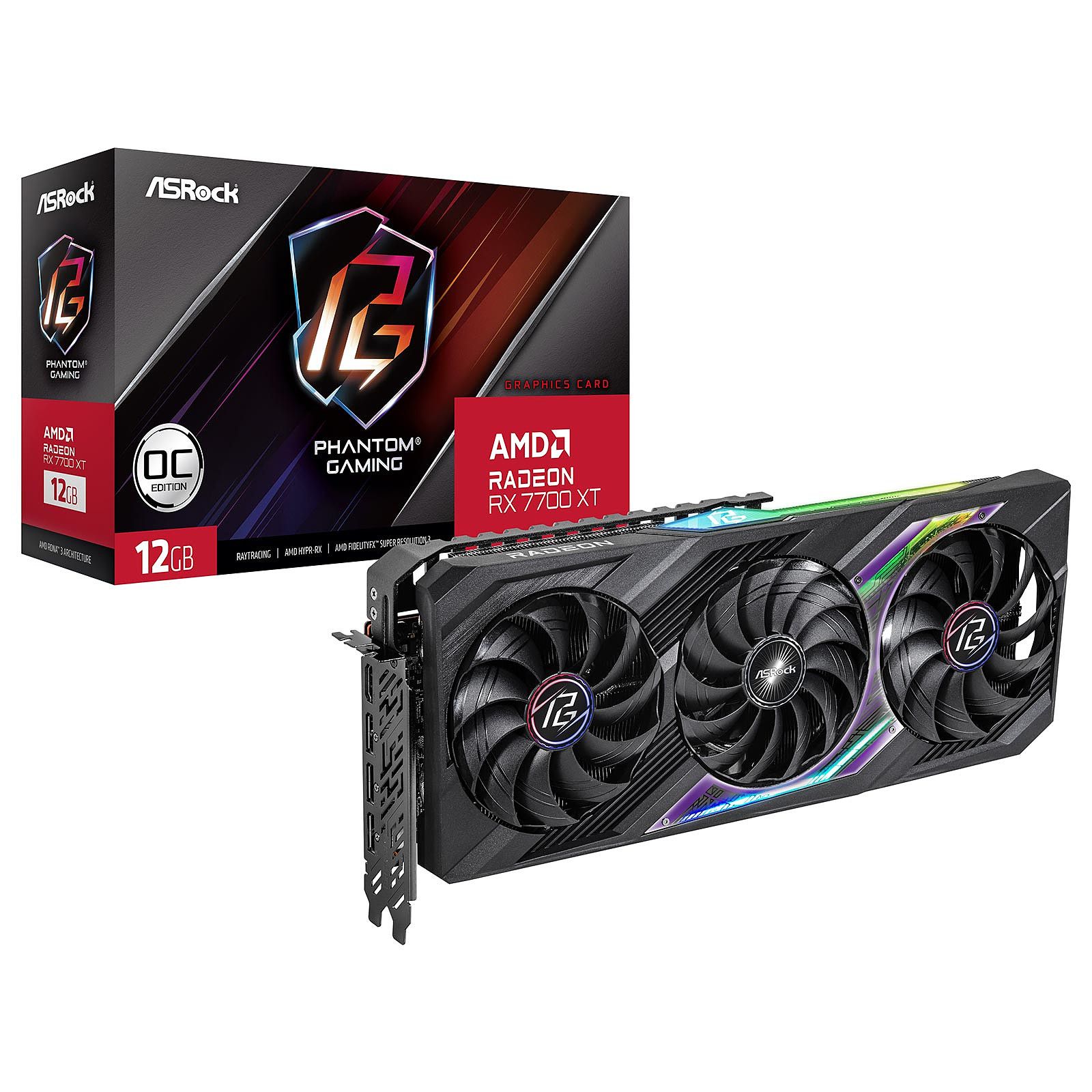 Asrock Phantom Gaming Radeon RX 7700 XT AMD 12 Go GDDR6 Neuf - vue 4