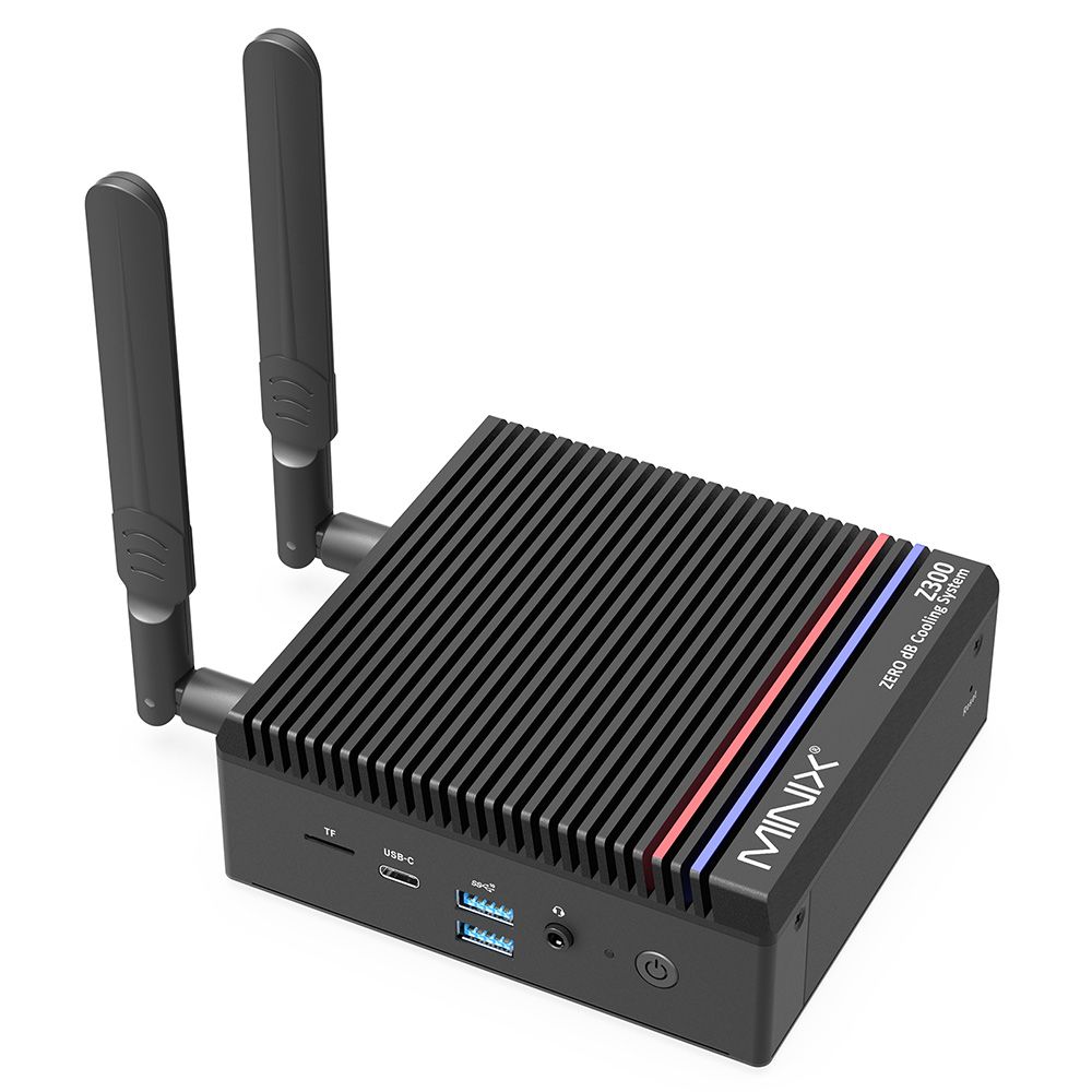 Mini PC sans ventilateur MINIX Z300 0dB processeur Intel N300 8 coeurs fréquence maximale : 3 60 Ghz Ram SSD de 2 ports HDMI 4K double écran Wi Fi 6 Bluetooth 5.2