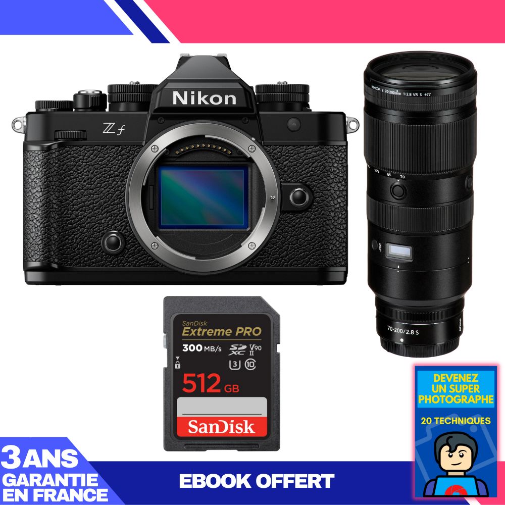 Boitier Nikon Zf + 70 200mm f2.8 VR + 1 SanDisk Extreme PRO UHS II SDXC 300 MB/ + Ebook 'Devenez Un Super Photographe