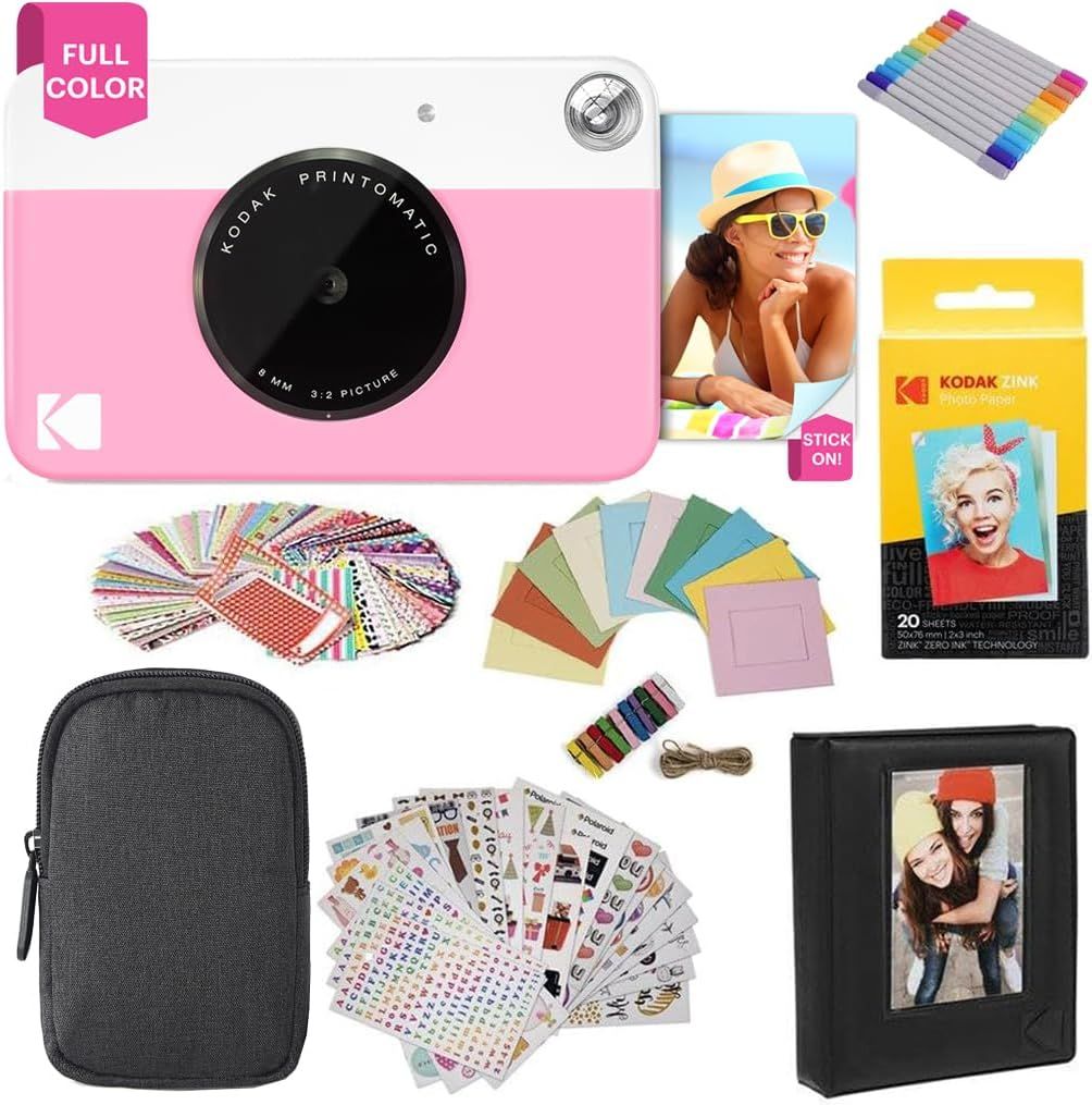 MONDODIGITALE Printomatic Instant Camera Gift Bundle + Zink Paper 20 Sheets + Deluxe Case + 7 Fun Sticker Sets + Twin Tip Markers + Photo Album + Hanging Frames. - vue 2
