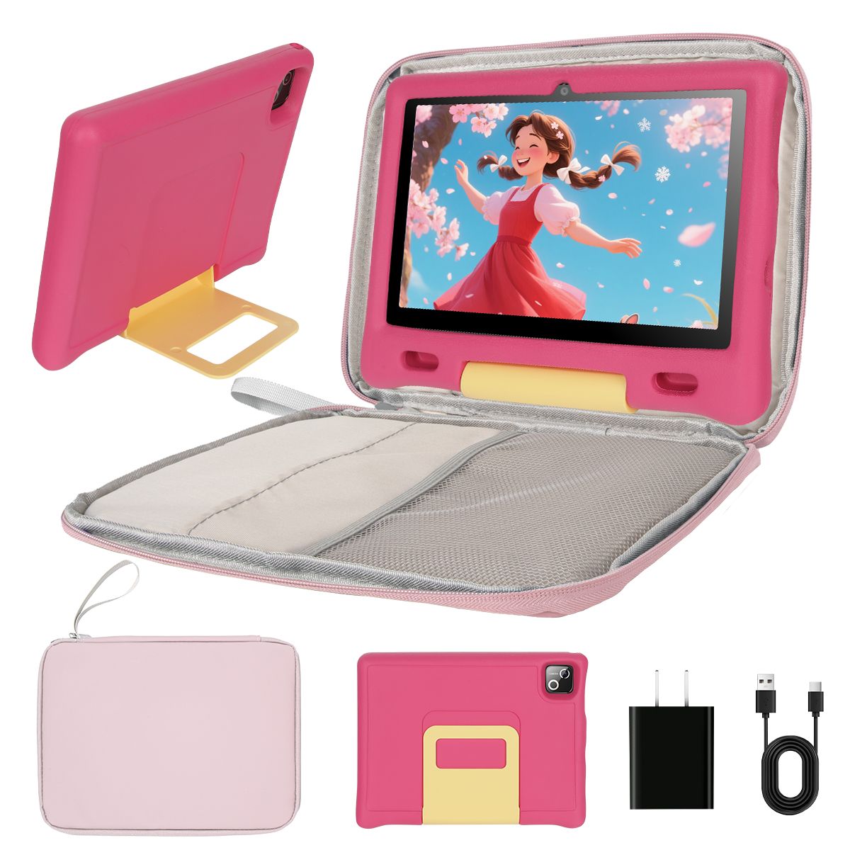 Tablette enfant 10 Pouces Android 14 + + TF écran HD 1280x800 IPS Widevine L1 5000 mAh Contrôle Parental Préinstallé KIDOZ avec Kid Proof Étui et Sac d'ordinateur - vue 3